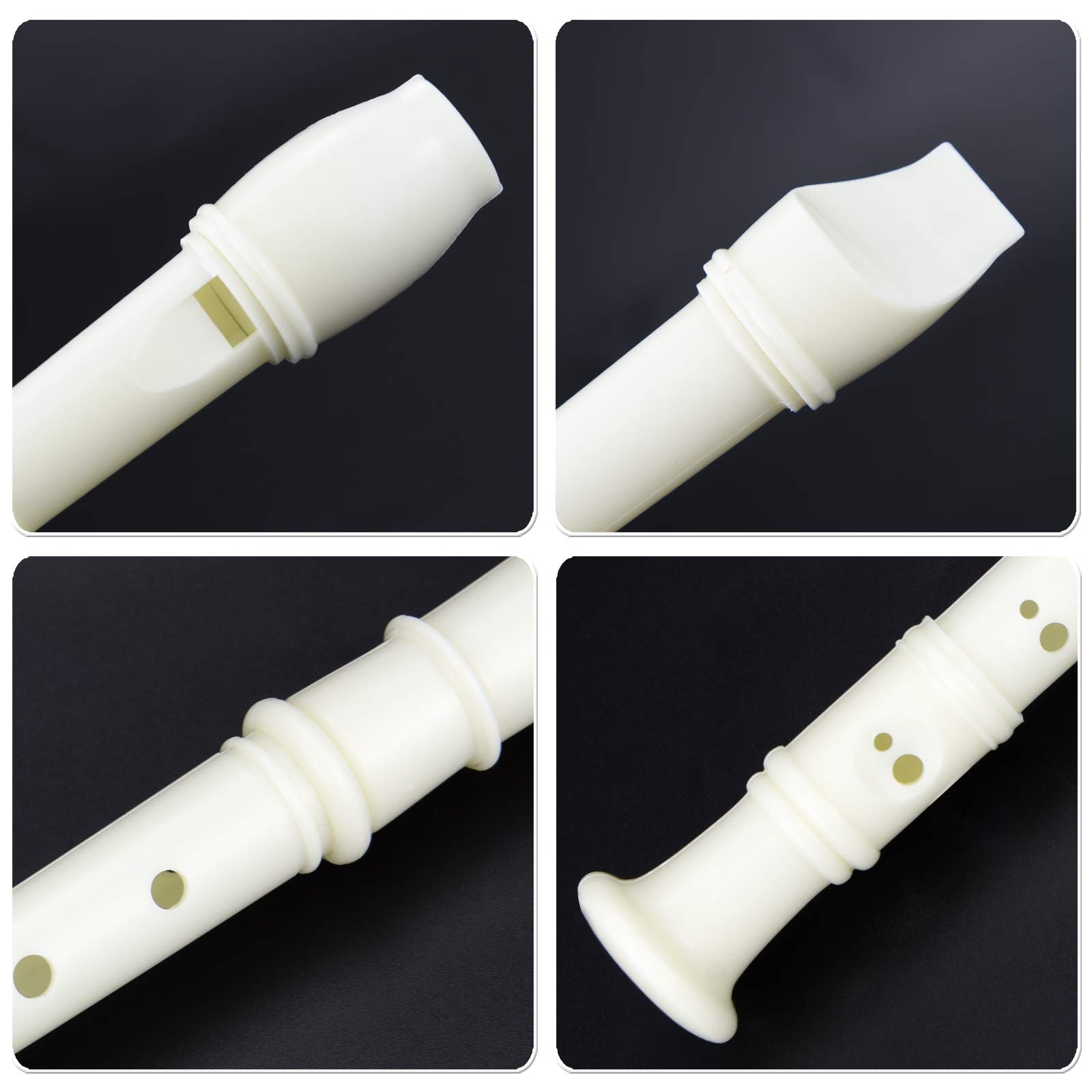 12 Pack German Style 8 Hole Soprano Recorders - White Plastic Descant Flute with Cleaning Rod | Perfect for Beginners, School Music Class, Graduation Gifts & Back to School Supplies | Classroom, Band Practice & Home Learning Instrument