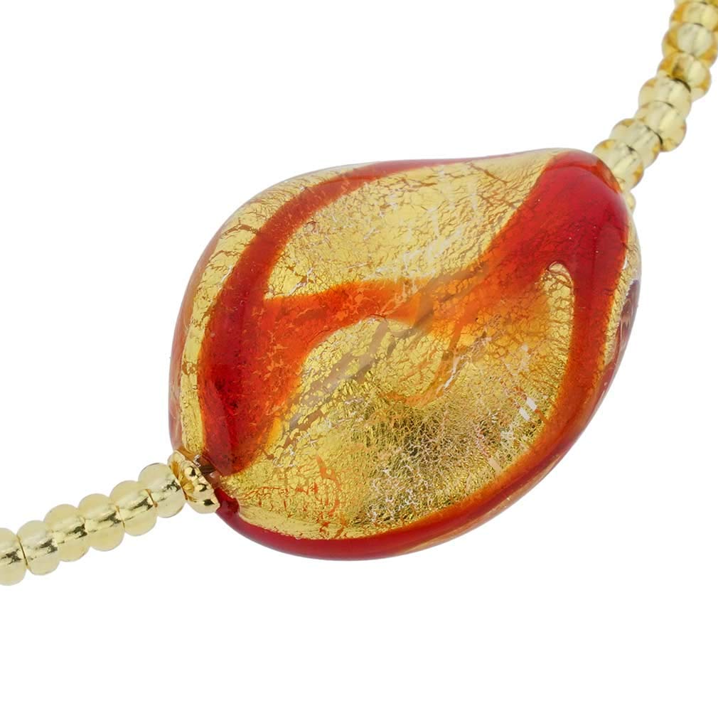 Venetian Murano Glass Royal Red Spiral Necklace - Handmade Italian Jewelry for Women, Elegant Gift for Weddings & Special Occasions