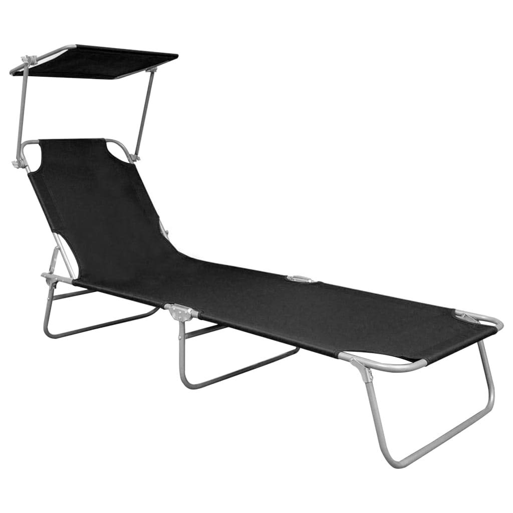 **Portable Folding Sun Lounger with Adjustable Canopy - Lightweight Aluminum Chaise Lounge Chair for Outdoor Relaxation - Perfect for Poolside, Beach, Patio, and Backyard**