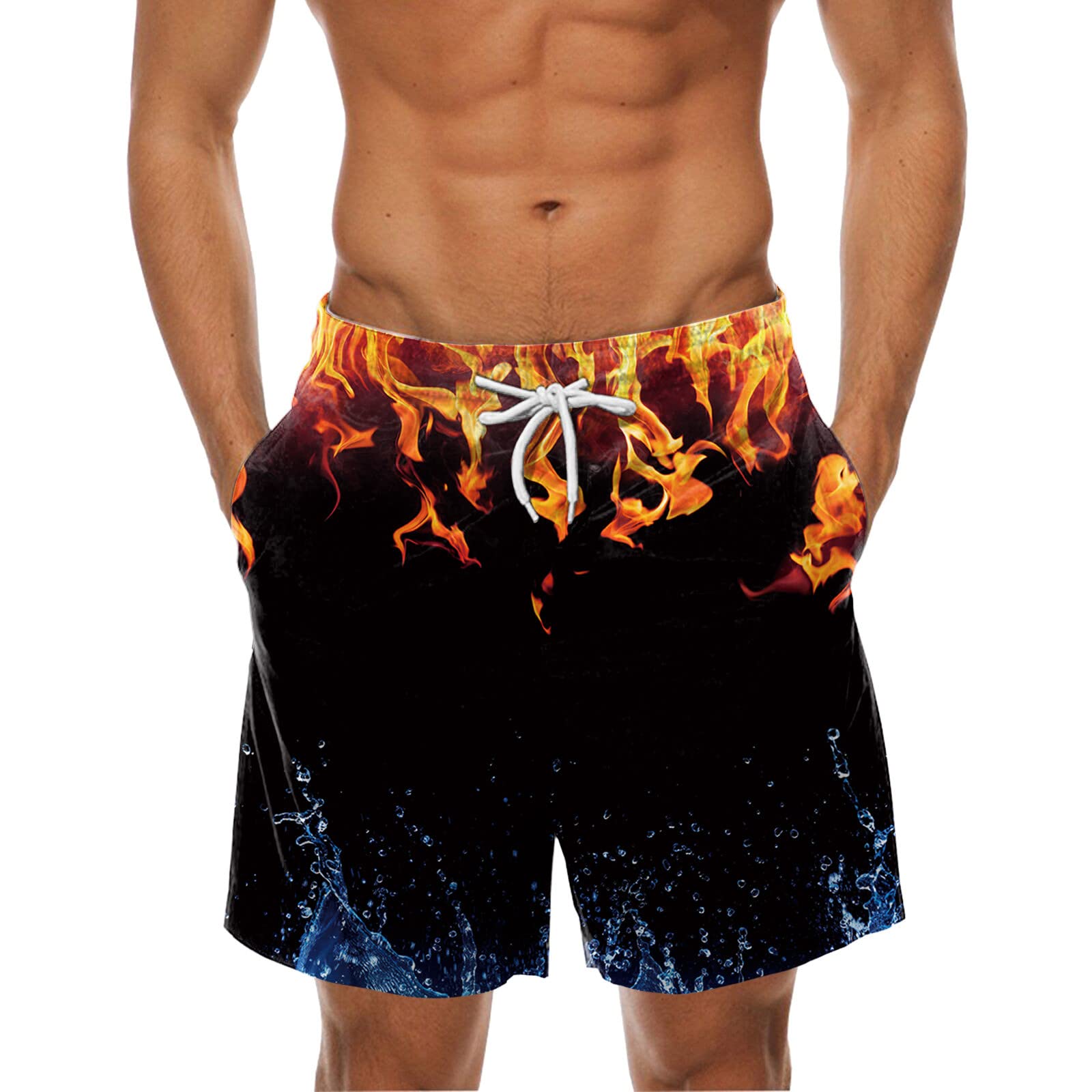 Men's Printed Casual Shorts - Beach & Swim Trunks with Mesh Lining for Summer