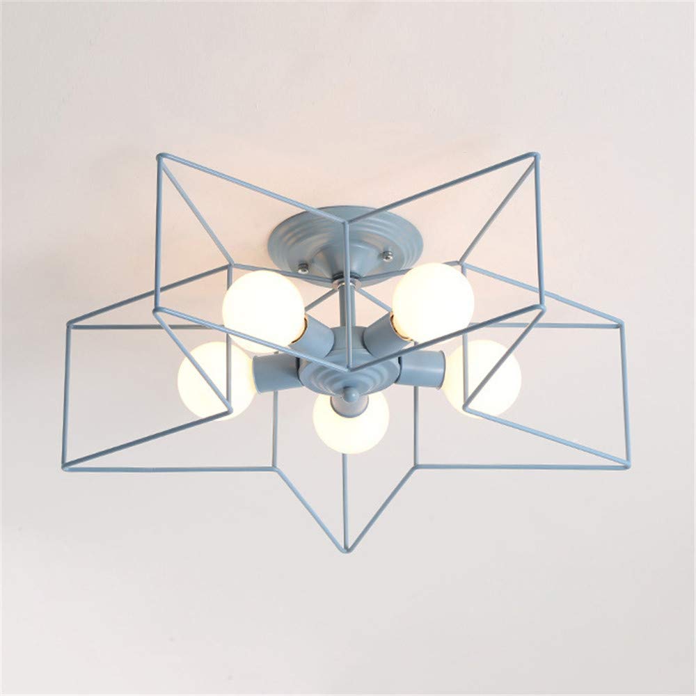 KWOKING 5-Light Star Ceiling Fixture - Modern Flush Mount LED Ceiling Light in Blue - Minimalist Design for Bedroom, Living Room & Nursery Lighting