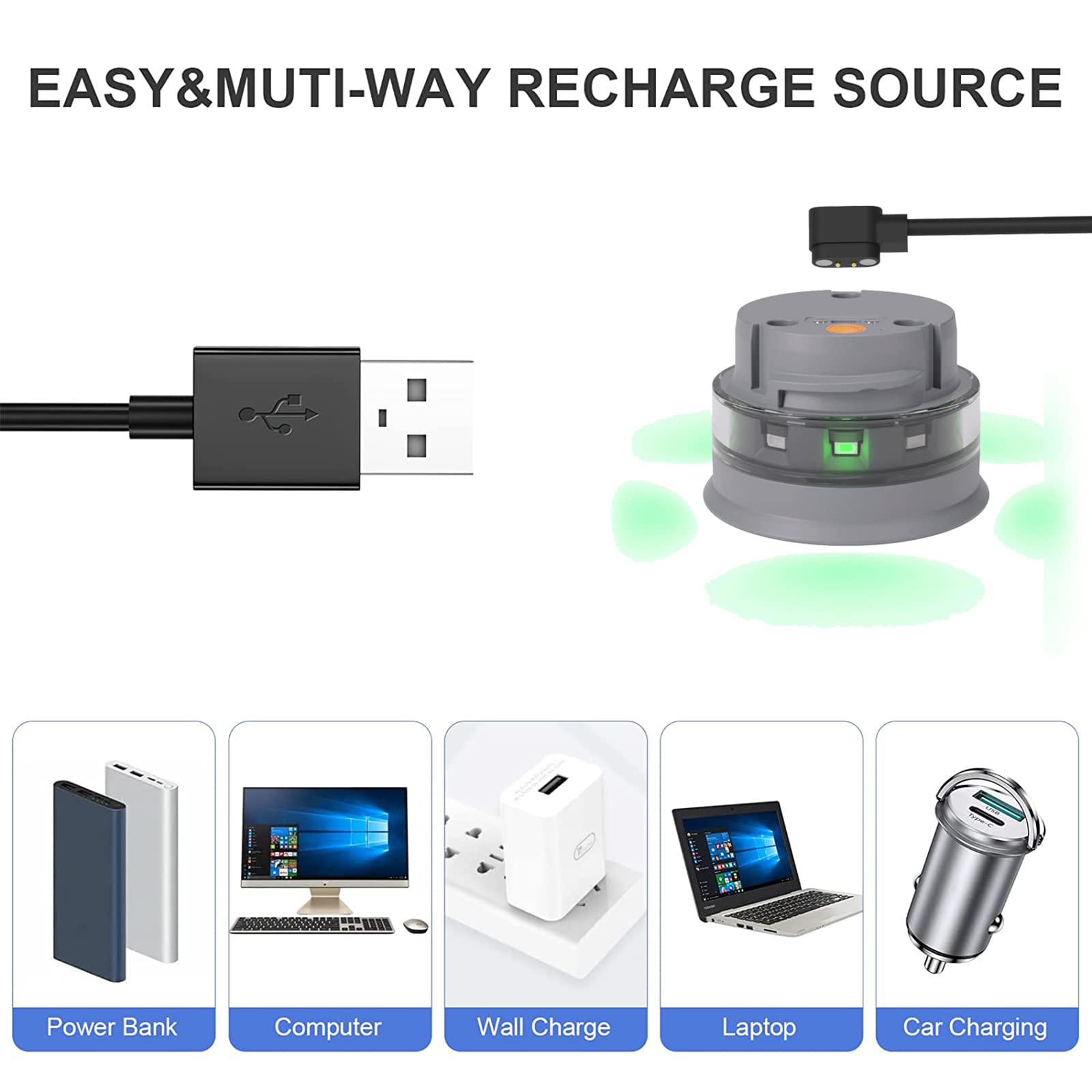 HidrateSpark PRO Charging Cable - Replacement USB Magnetic Charger for HidrateSpark PRO Smart Water Bottle & Tumbler | Fast Charging Accessories for Gym, Office & Travel Use