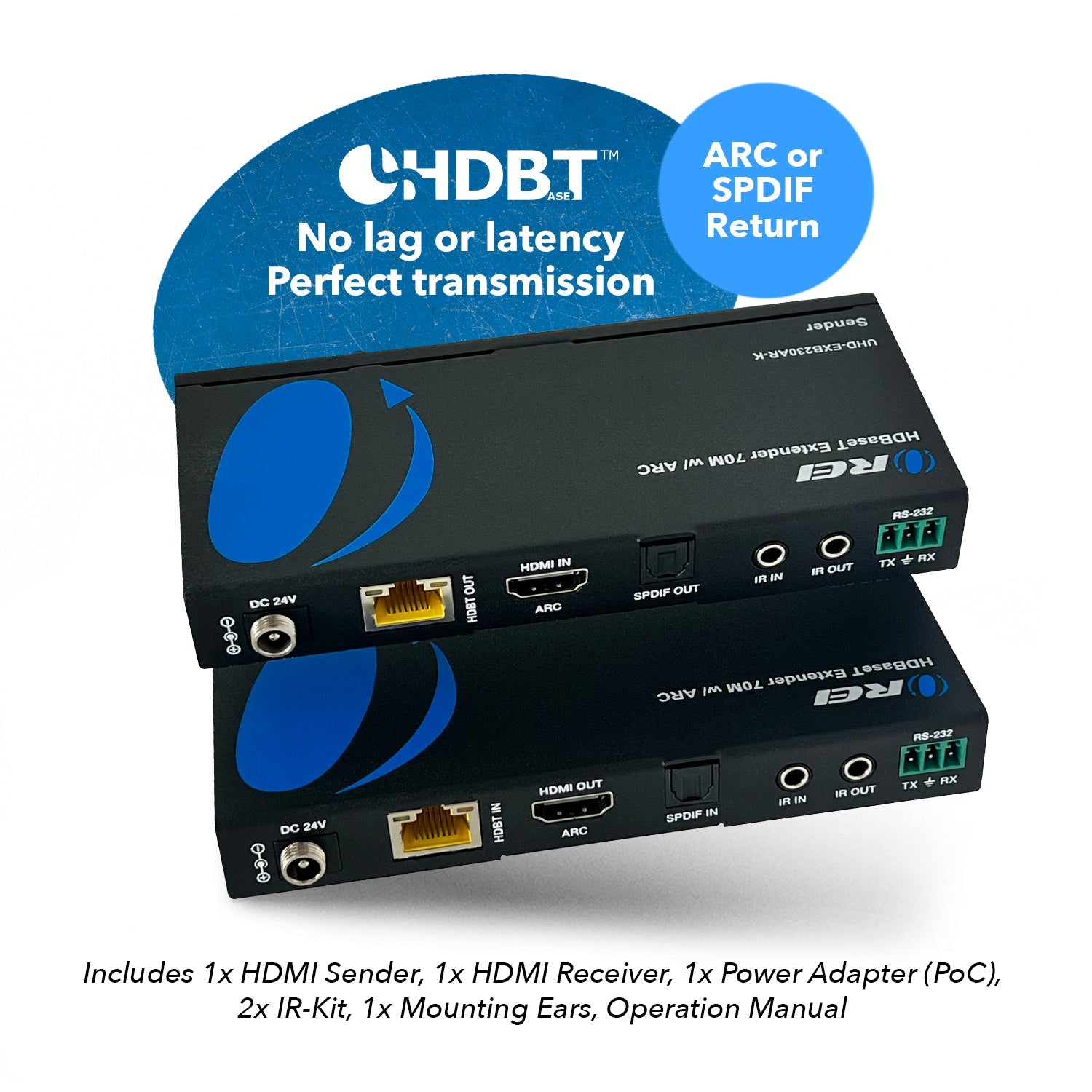 4K UHD HDMI Extender with HDBaseT Over CAT5e/6/7 Cable - Supports ARC & Bi-Directional IR Control up to 230ft (UHD EXB230AR K) - Perfect for Home Theater, Gaming & Conference Room Setup