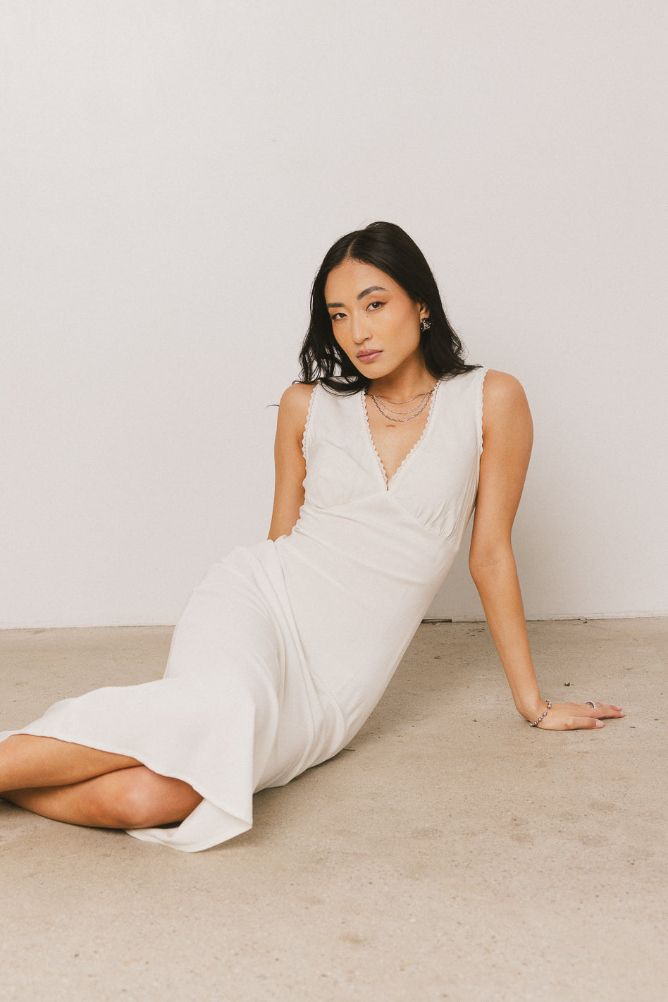 Angela Maxi Dress in Cream | Elegant Long Flowy Summer Dress for Women | Perfect for Beach, Wedding & Casual Outings