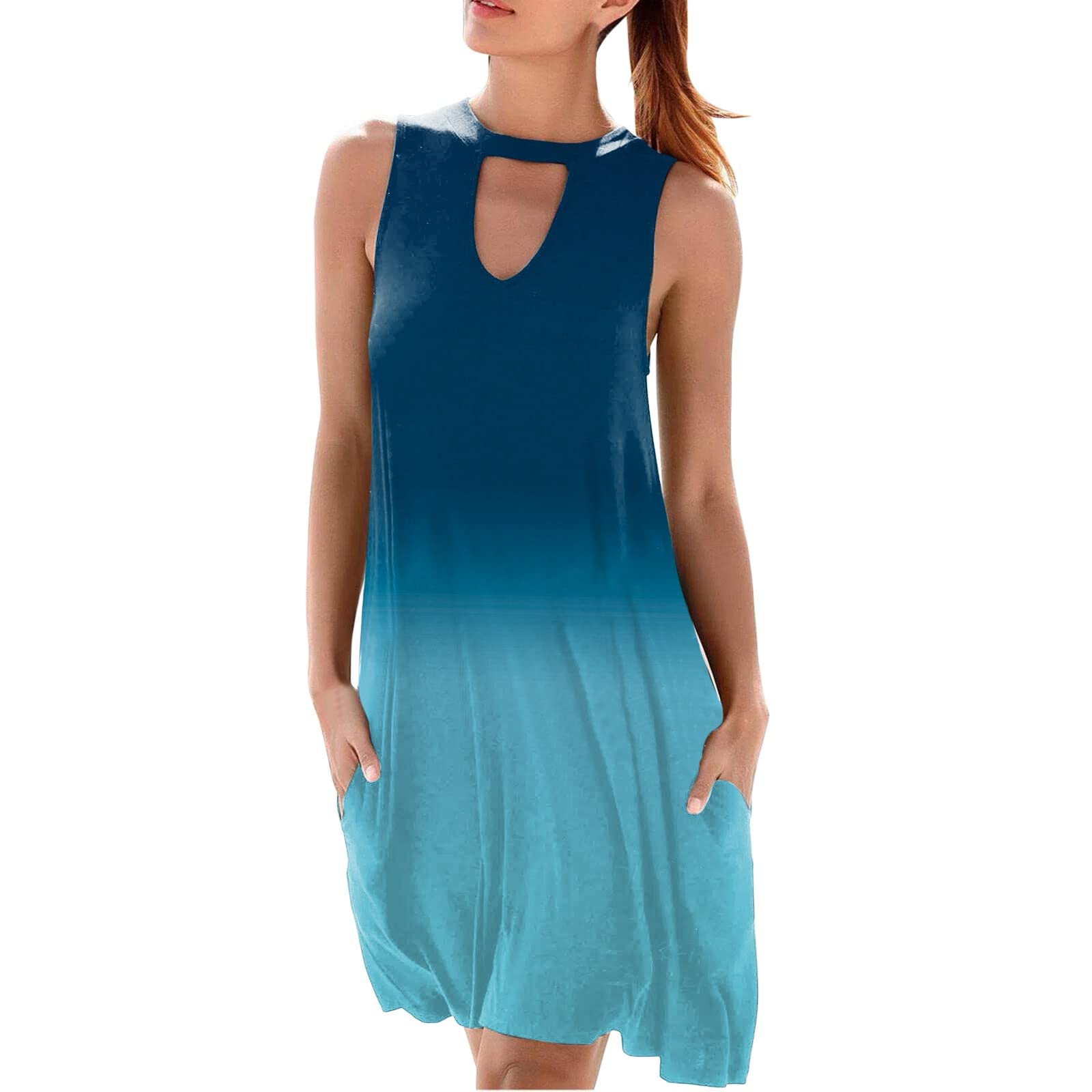 Women's Summer Beach Dress - Stylish Sleeveless Sundress with Pockets | Casual Flowy Maxi Dress for Vacation, Pool Party & Tropical Getaways