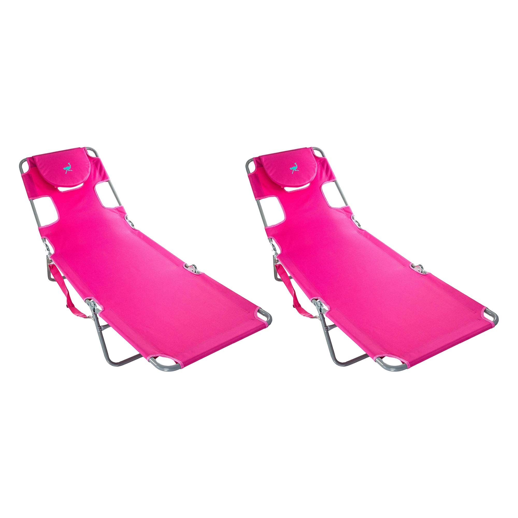 Premium Ostrich Chaise Lounge Chair - Foldable & Portable Sun Lounger for Poolside, Beach, Patio, and Backyard Relaxation (Set of 2) - Perfect for Vacation, Tanning, and Outdoor Lounging