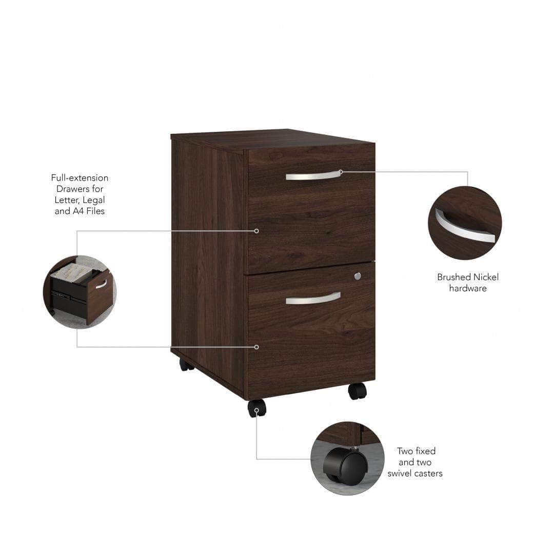 Zaniah 2 Drawer Mobile File Cabinet - Compact Rolling Storage Organizer for Office & Home, Available in Black/White/Gray - Perfect for Documents, Supplies & Small Space Organization