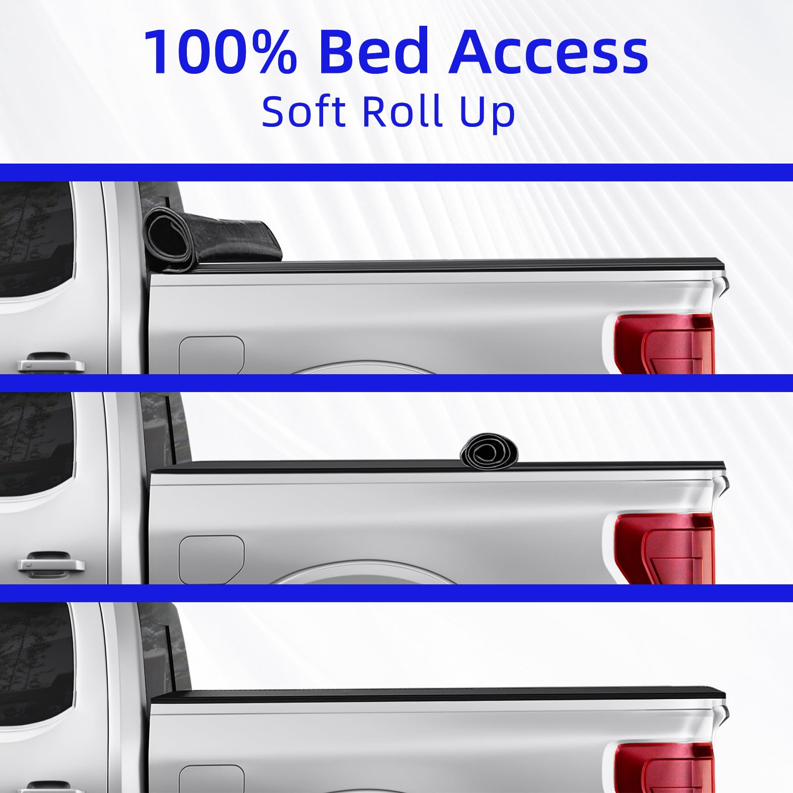 Soft Roll Up Truck Bed Cover for 2015-2020 Ford F-150 Styleside 5.5' Bed | Waterproof & Durable Black Tonneau Cover | Perfect for Hauling, Camping & Outdoor Adventures