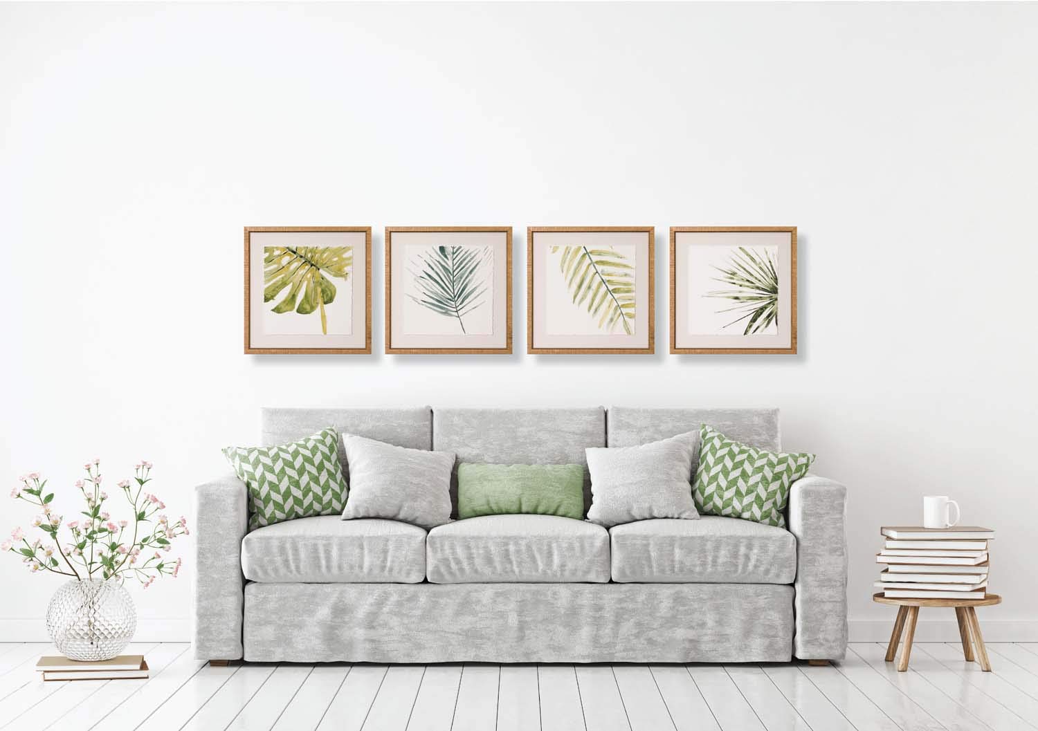 Art Virtuoso Watercolor Green Leaf Framed Art Print - Botanical Wall Decor for Living Room, Bedroom & Office - Nature Inspired Home Decor