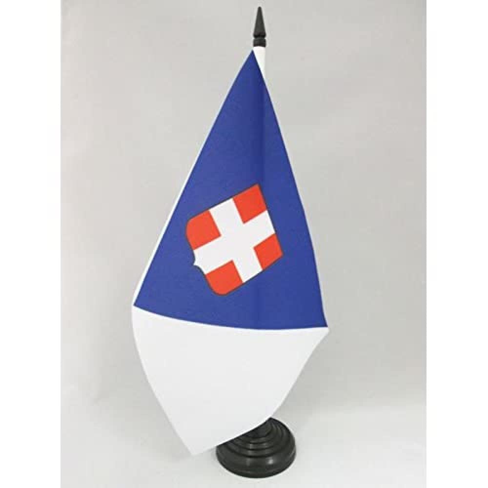 Savoie Department Table Flag 5'' x 8'' (21 x 14 cm) - French Regional Flag with Black Plastic Stick & Base - AZ FLAG | Perfect for Office Desk, Home Decor, and France Themed Events