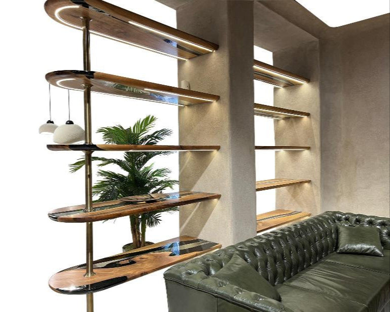 Modern Epoxy Resin Shelves - Stylish Room Divider & Decorative Storage for Living Room, Bedroom, or Office | Handcrafted Home Decor