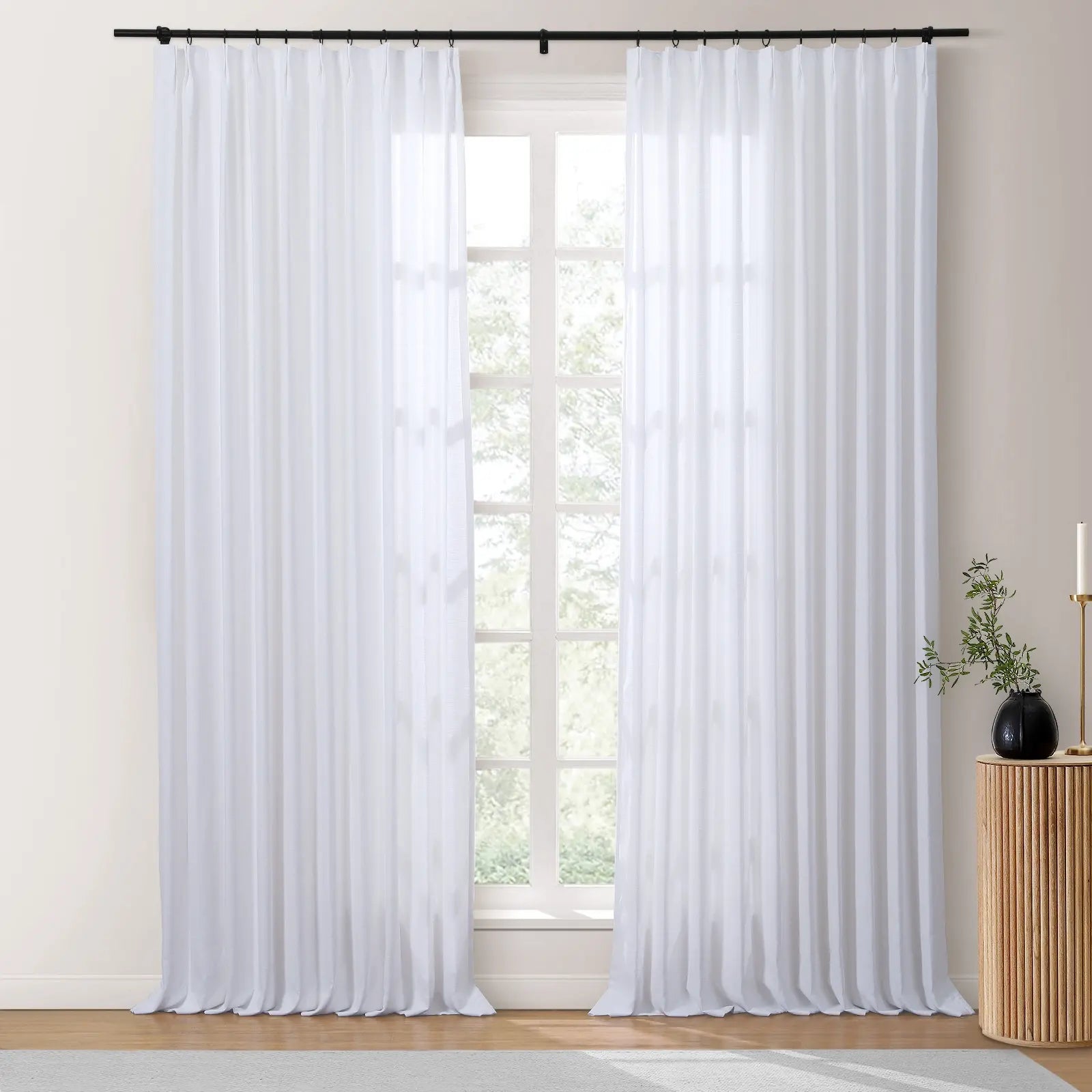Isabella Heavyweight Cotton Blackout Curtains - Thermal Insulated Pleated Drapes for Living Room & Bedroom - Noise Reducing & Energy Saving Home Decor