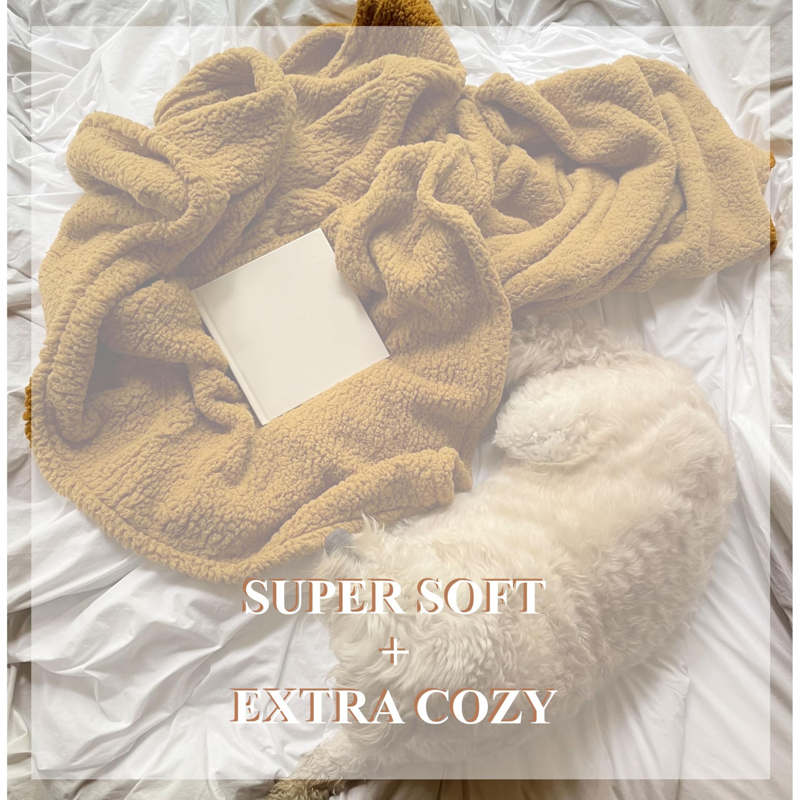 Brooklyn Loom Marshmallow Sherpa Fleece Blanket - Ultra Soft & Cozy Full/Queen Size Ivory Throw - Perfect for Bed, Couch & Winter Nights