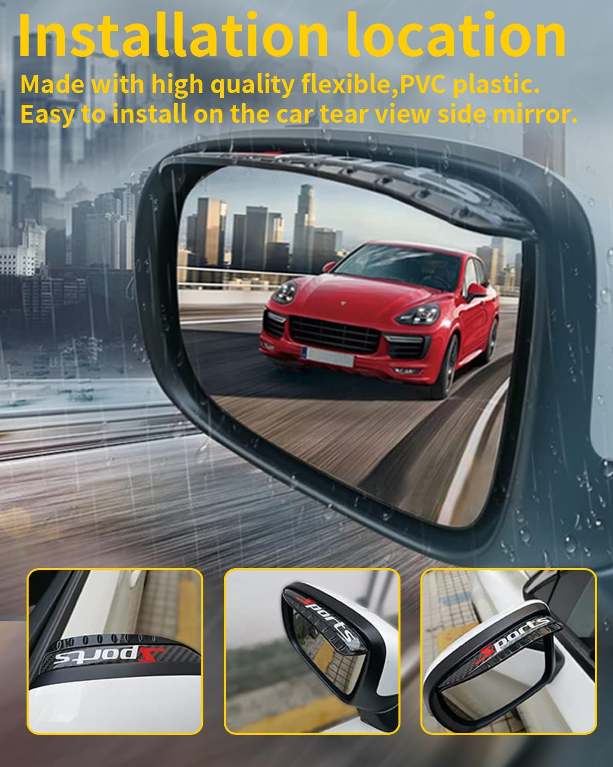 Carbon Fiber Side Mirror Rain Guards (2PCS) - Universal Fit for Cars, Trucks & SUVs - Waterproof Rearview Mirror Visors for Enhanced Driving Visibility in Rainy Weather