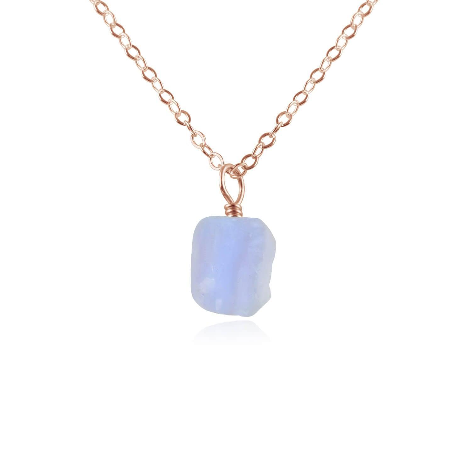 Tiny Raw Blue Lace Agate Pendant Necklace - Natural Stone Jewelry for Women - Perfect for Boho Style, Meditation & Everyday Wear