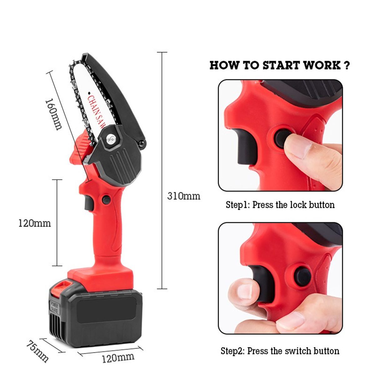 Homemax 14-Inch Electric Chain Saw - Cordless, Lightweight & Powerful for Tree Cutting, Wood Chopping, and Garden Maintenance | Perfect for Homeowners, DIY Projects, and Landscaping