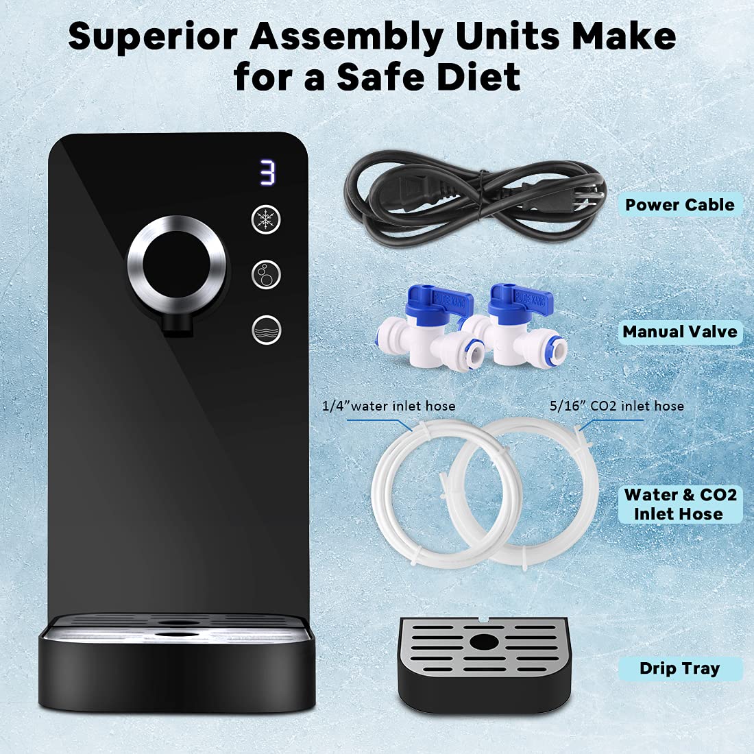 LifePlus Sparkling Water Maker Machine - Electric Soda Maker with 3 Modes for Home, Bar, Gym, Office & Restaurant Use | Commercial & Personal Carbonated Water Dispenser | Perfect for Parties, Healthy Drinks & Refreshments (Black)