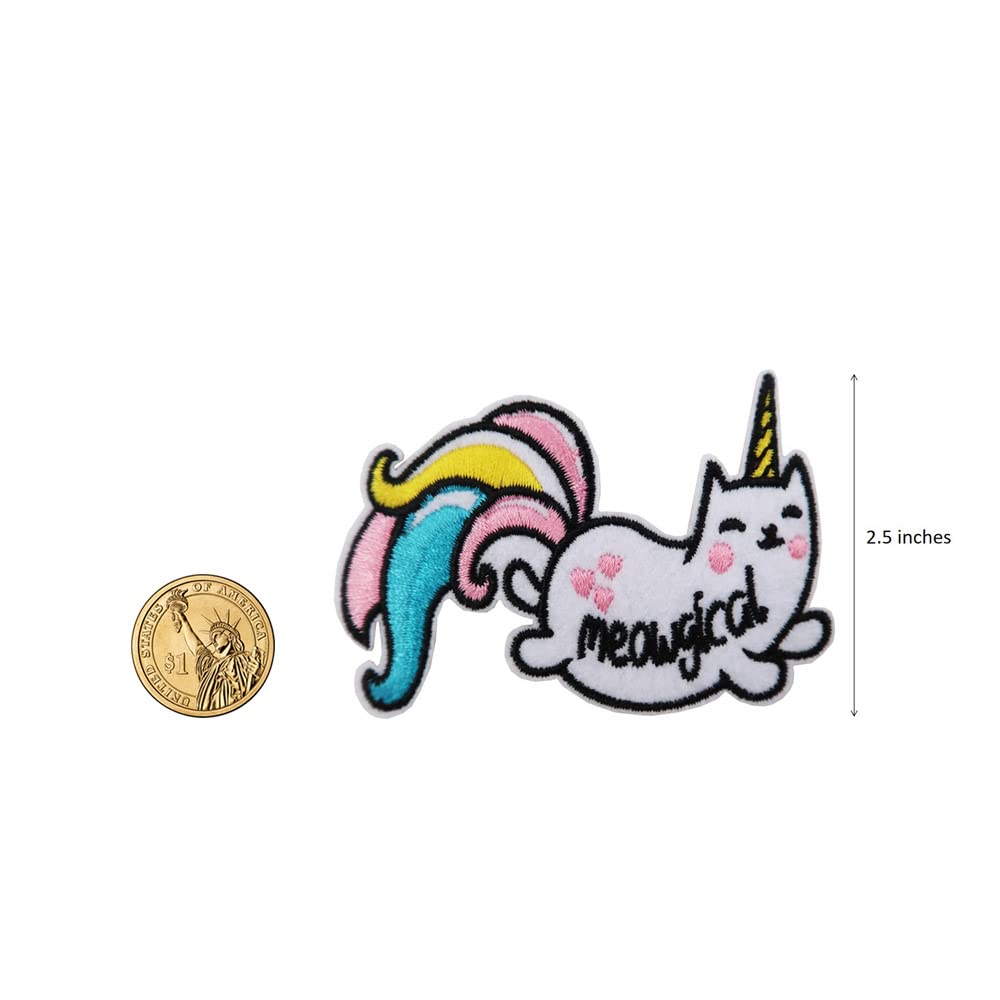Unicorn Cat Iron-On Patch - Rainbow Embroidered Applique for DIY Clothing & Accessories | Perfect Gift for Cat Lovers, Cat Moms & Dads | Great for Jackets, Bags, Hats & Scrapbooking