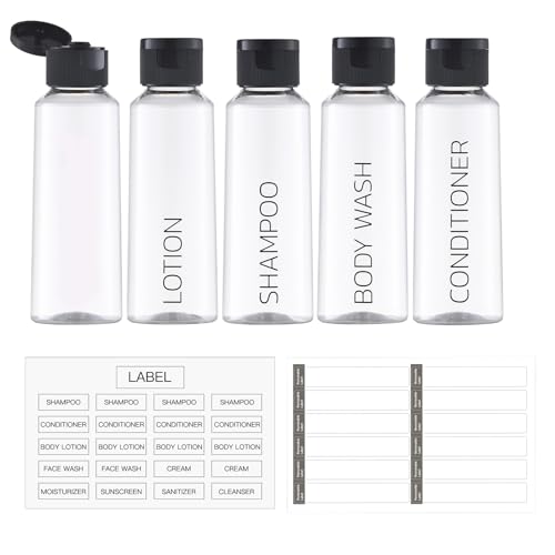 clear bottles+black caps