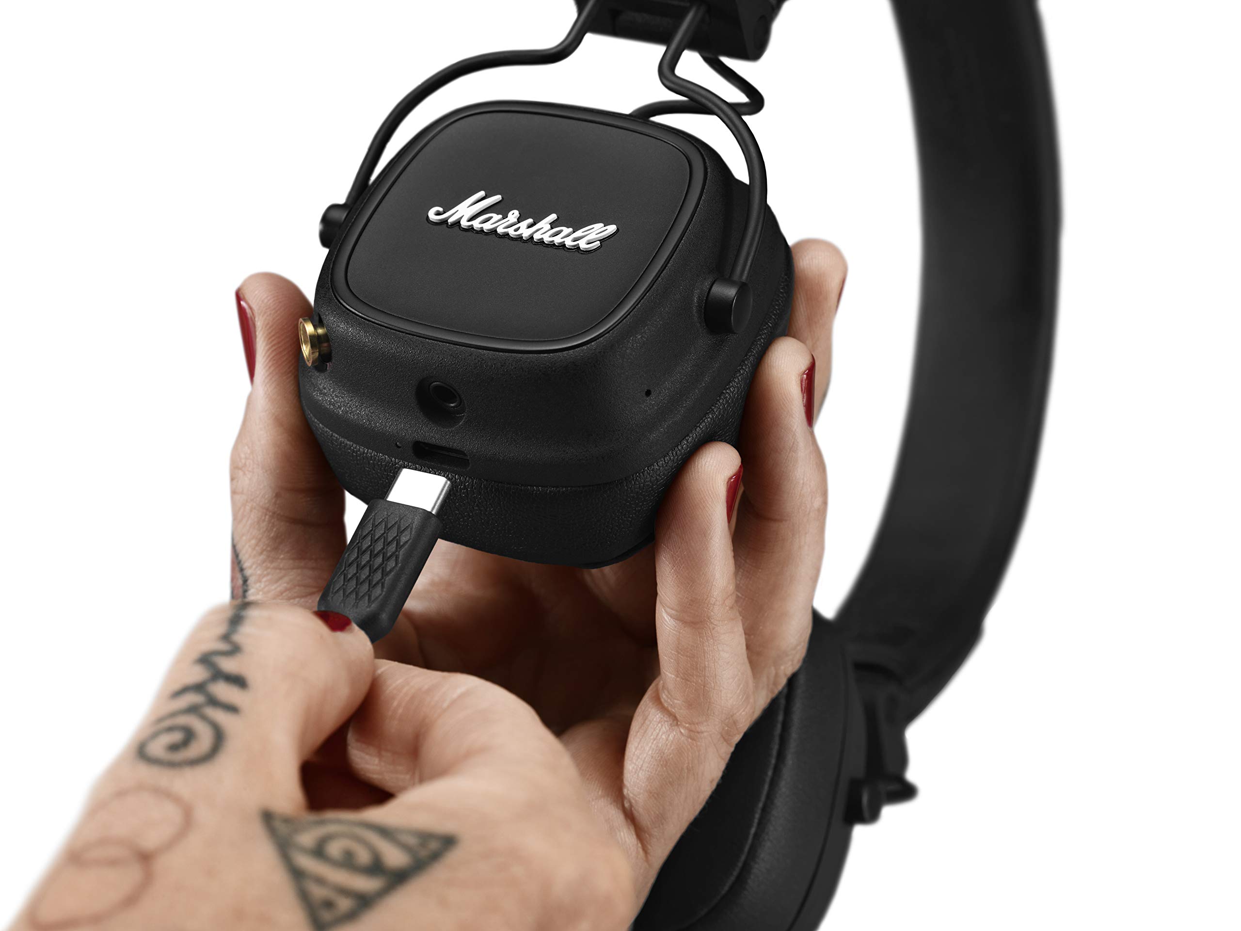 Marshall Major IV On-Ear Bluetooth Headphones - Wireless Headset with 80+ Hours Playtime, Custom Tuning & Fast Charging - Perfect for Travel, Gym & Music Lovers (Black)