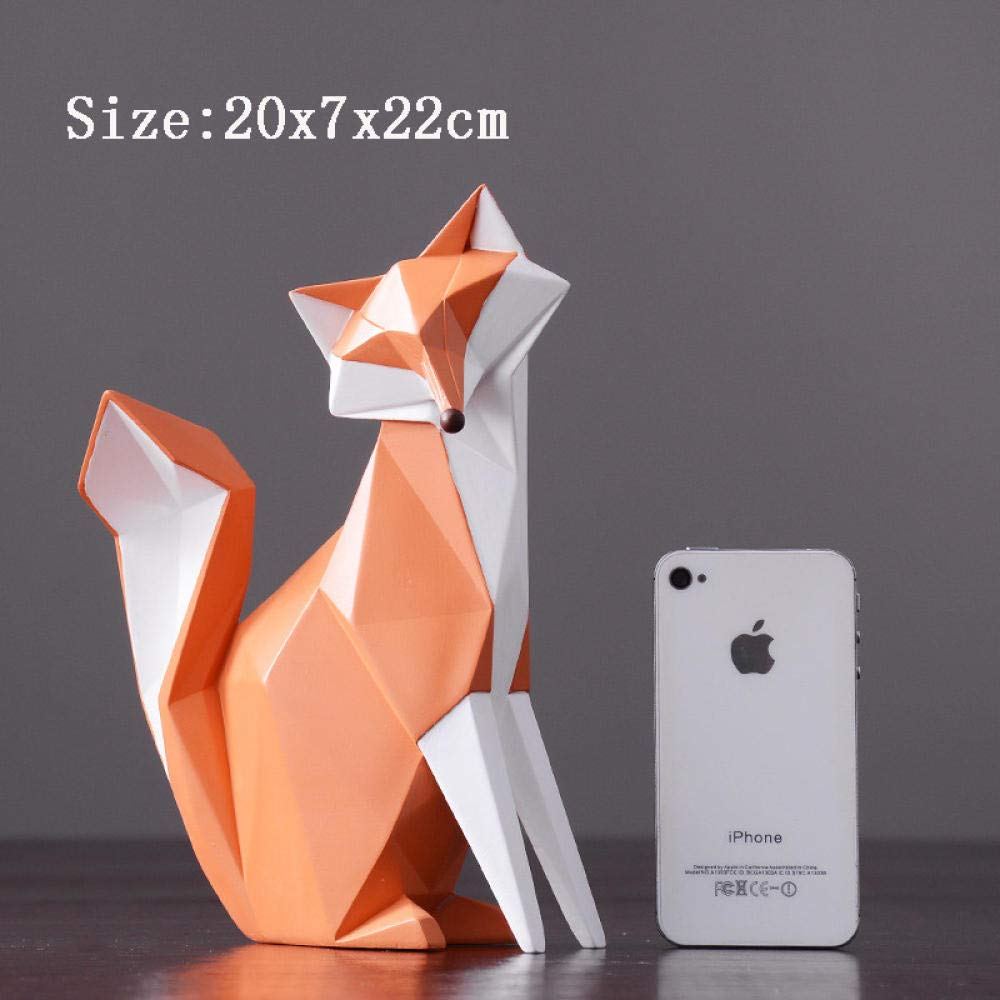 Modern Nordic Abstract Geometric Fox Statue - Large Resin Animal Sculpture for Office & Home Decor | Desktop Ornament, Gift Idea for Animal Lovers