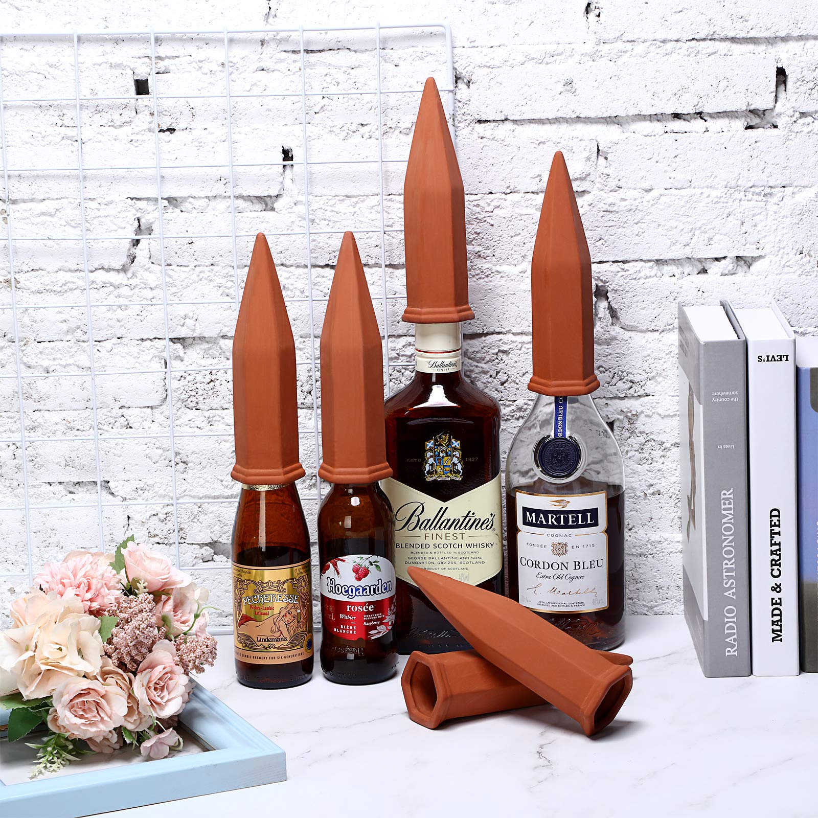 Jovitec 6-Pack Terracotta Self Watering Spikes - Automatic Plant Watering Stakes for Indoor & Outdoor Plants - Rustic Red - Perfect for Home, Office, Vacation & Garden Use