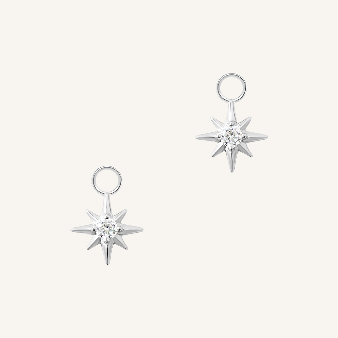 Contentment Star Hoop Charm Set of 2 - Dainty Gold Hoop Earrings with Star Charms for Women, Perfect for Everyday Wear, Gifts & Boho Style Outfits