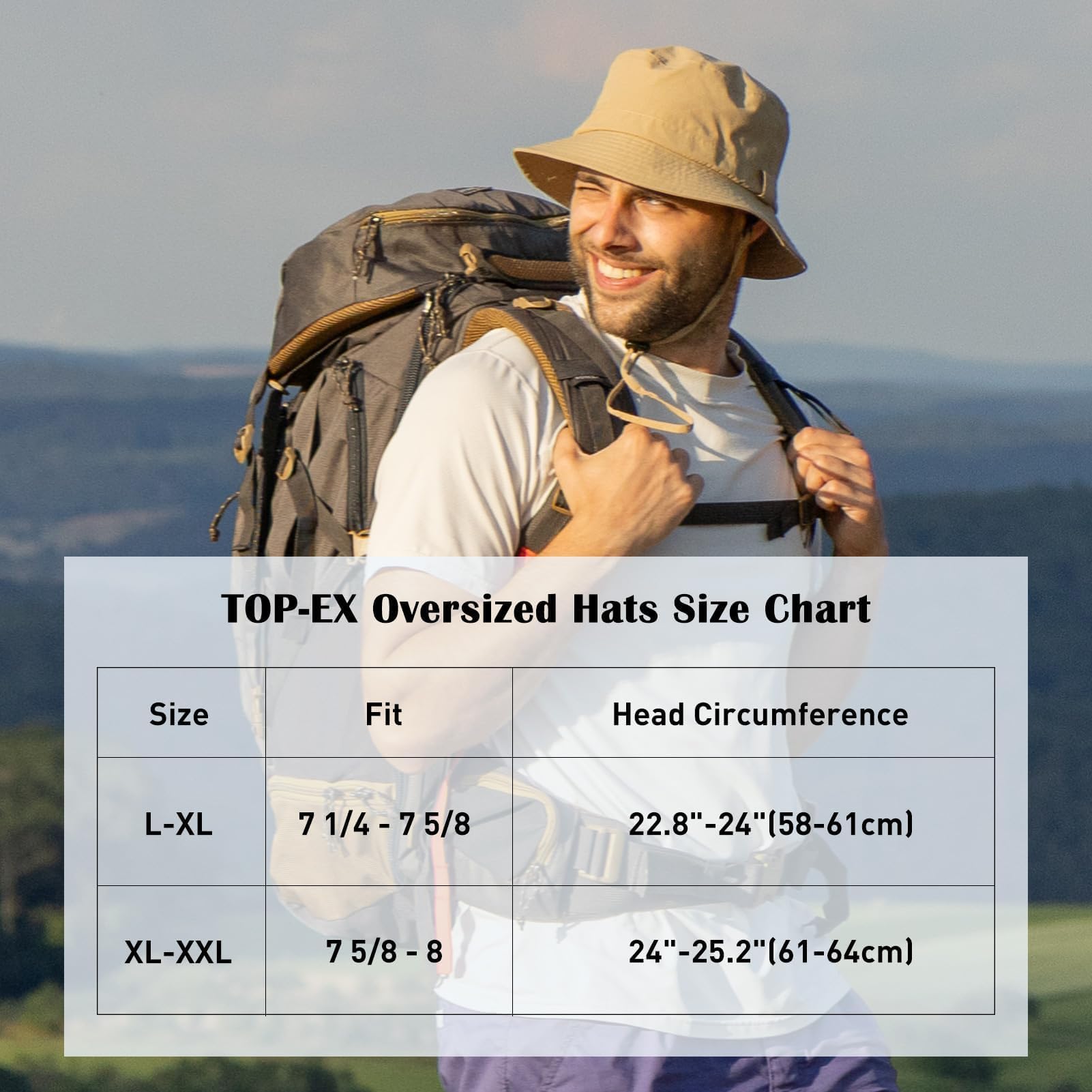 TOP-EX XL XXL Oversized Bucket Rain Hat - Waterproof Summer Hat for Golf, Safari & Outdoor Activities - UPF 50+ UV Protection - Perfect for Beach, Hiking and Gardening