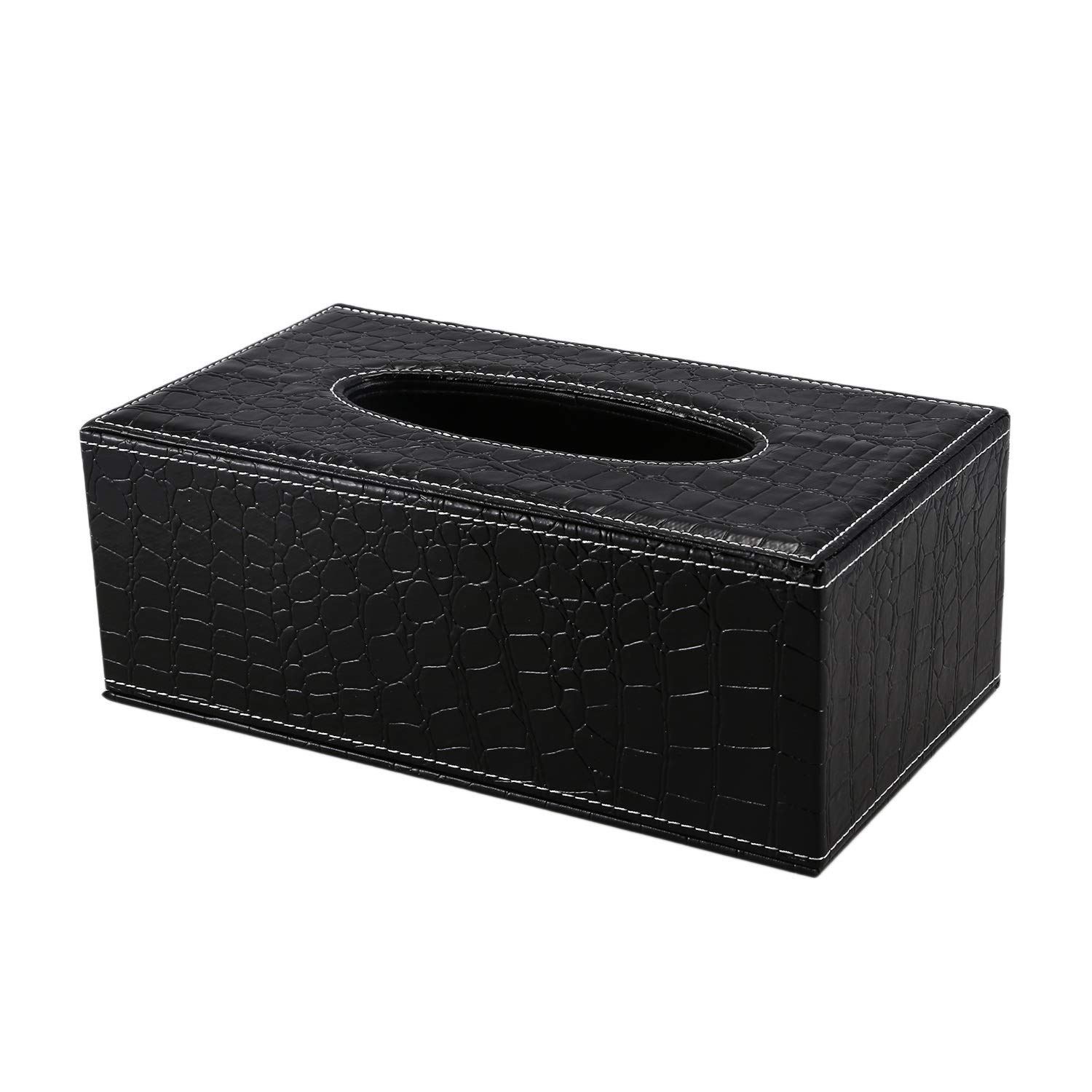 Black Rectangle Tissue Box Holder - Stylish Home & Office Paper Tissue Case for Living Room, Bedroom, and Desk Organization