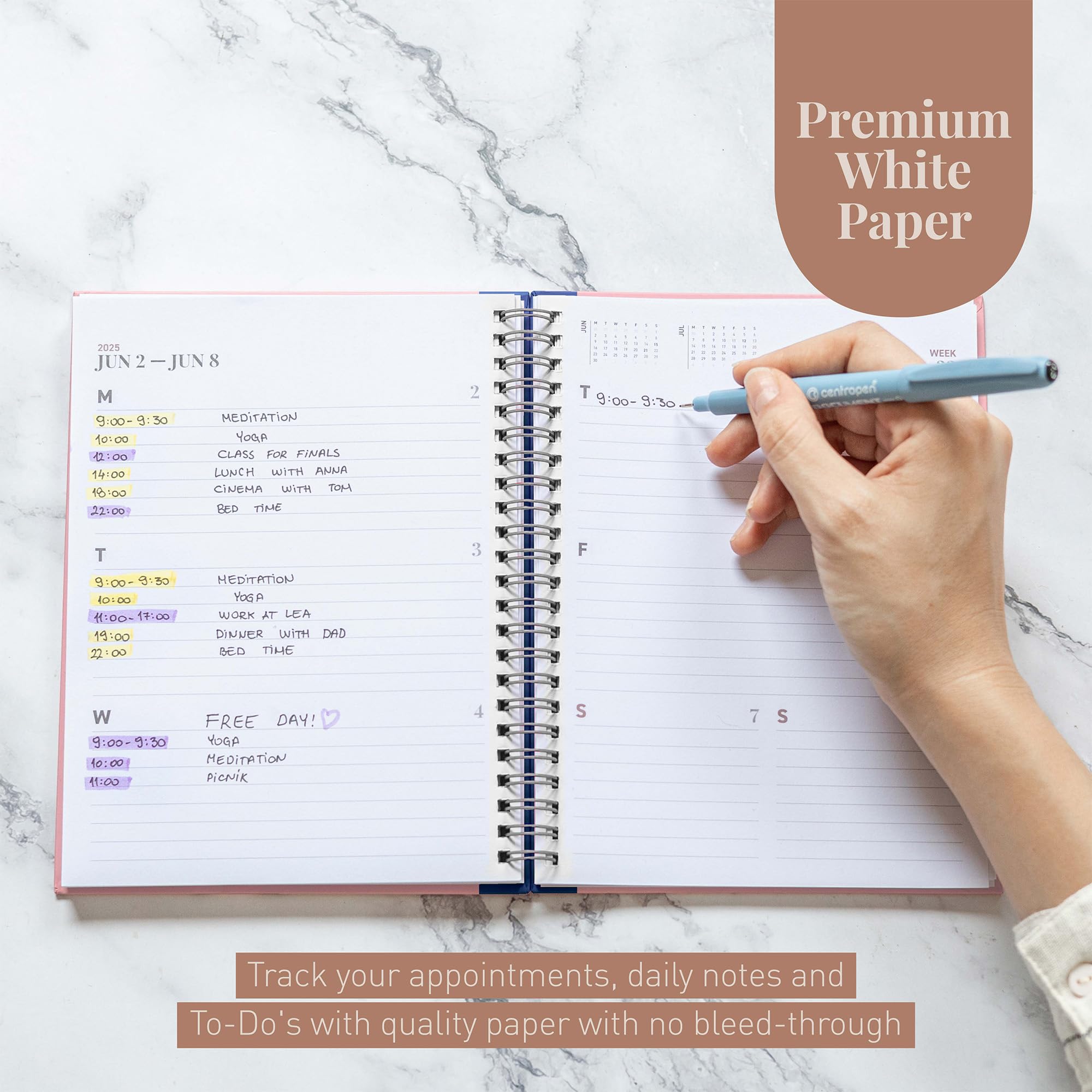 Riley's 2024-2025 Academic Planner | 18-Month Weekly & Monthly Organizer with Twin-Wire Binding | Durable Cover & Notes Pages | 8.3 x 5.9 Inch Pink Student Planner | Perfect for College, School & Work Schedule Planning