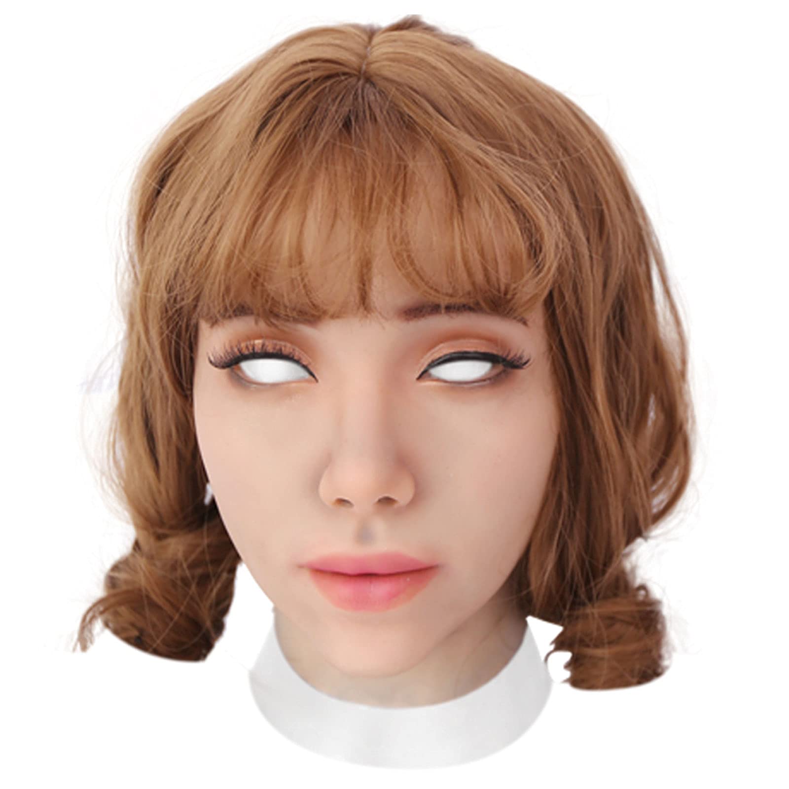 Realistic Silicone Head Mask for Cosplay & Crossdressing - Soft Full Face Halloween Mask Prop for Costume Parties & Theater Performances