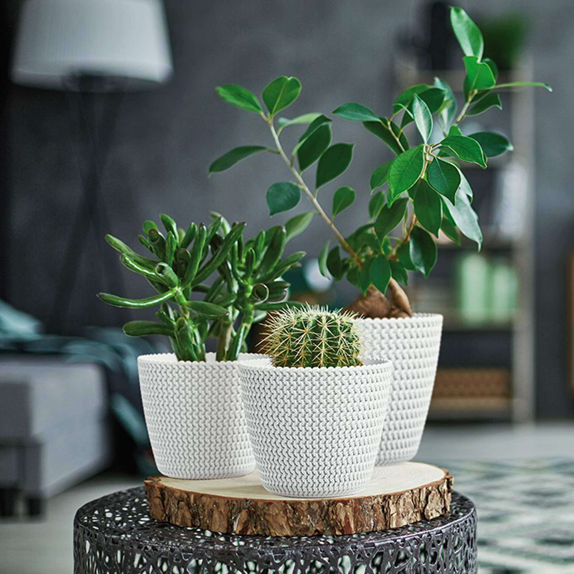 White 18.6L Round Plastic Flower Pot - 34.1 x 28.9 cm (13.4 x 11.4 inches) - Durable Prosper SPLOFY Planter for Indoor/Outdoor Plants, Gardening & Home Decor