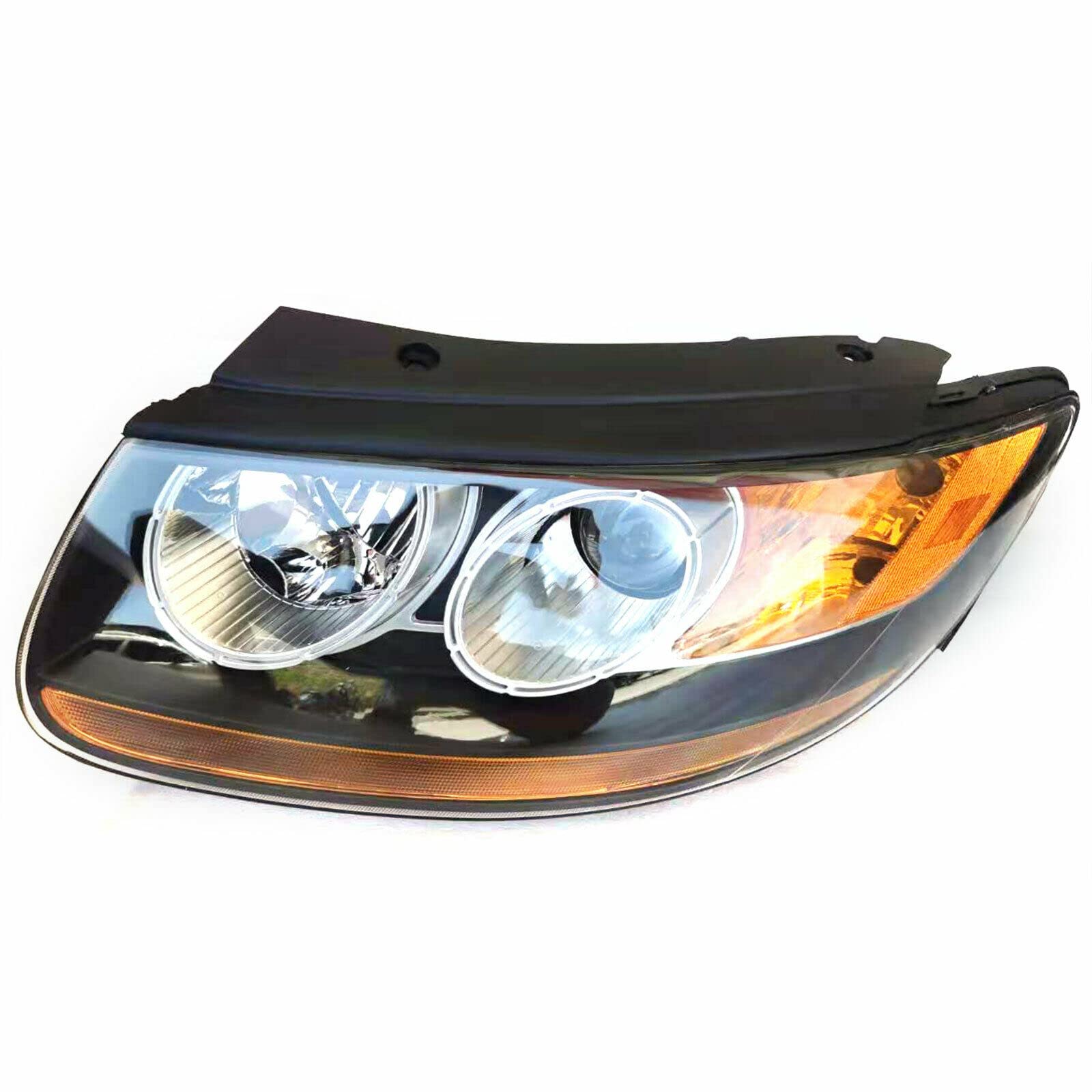 2007-2012 Hyundai Santa Fe SUV Driver Side Left Xenon Headlight Assembly - 6 Pin Black Housing Replacement Headlamp for Night Driving & Off-Road Use