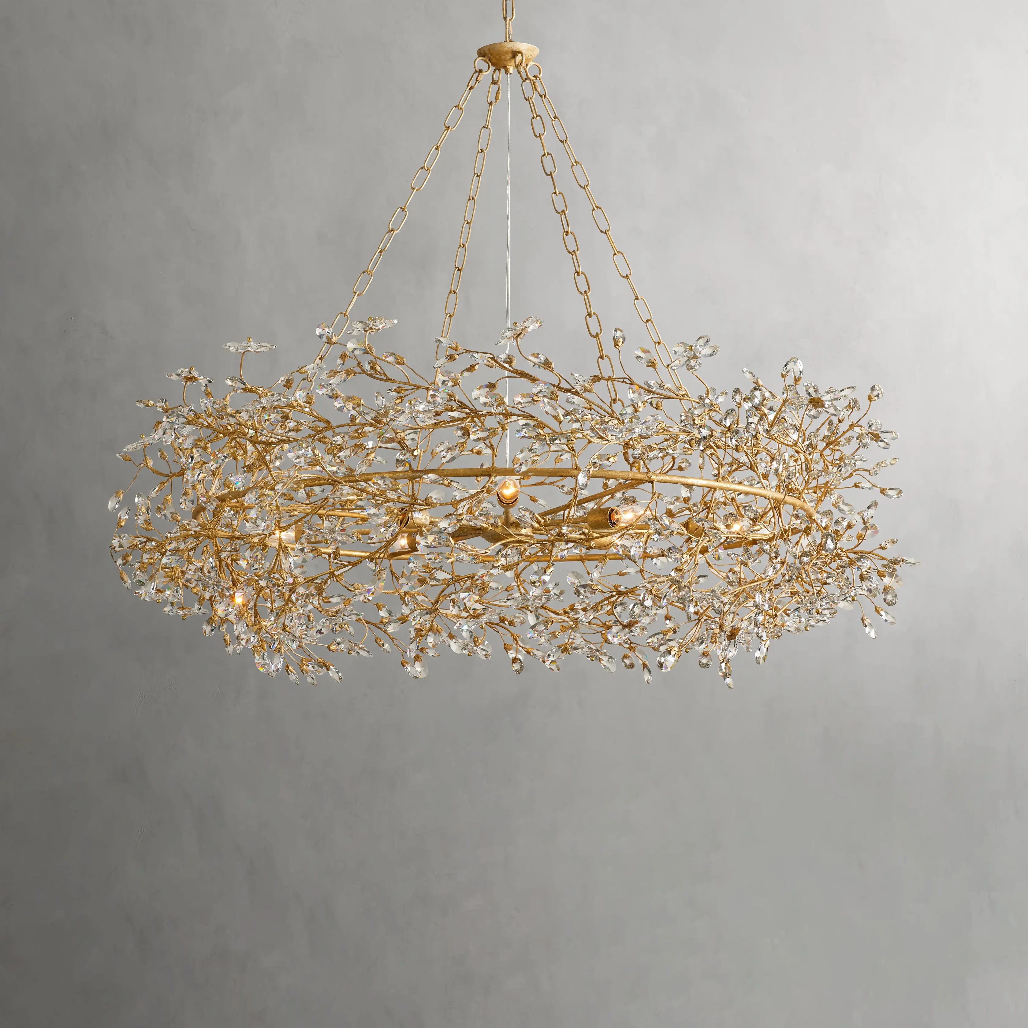 Fiore Crown Chandelier - 39/48/60 Inch Modern Crystal Ceiling Light Fixture for Dining Room, Living Room & Bedroom | Elegant Home Decor Lighting