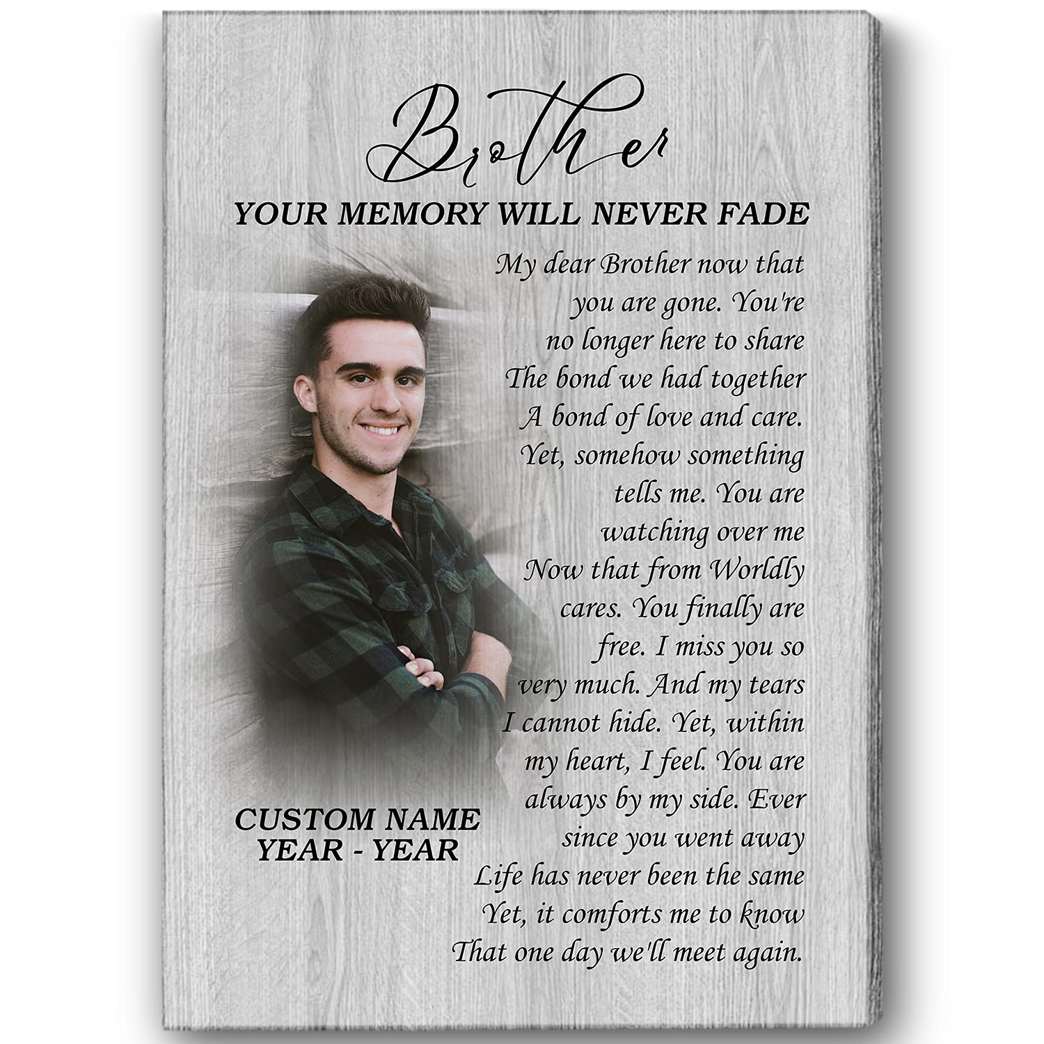 Personalized Brother Memorial Canvas - Sympathy & Bereavement Gift for Loss of Brother - In Memory Keepsake - 12x16 Inch - Perfect for Home Memorial, Condolence Gift, or Remembrance Display