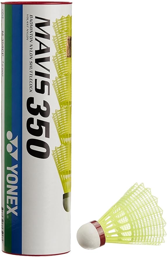 Yonex Mavis 350 Fast Speed Badminton Shuttlecocks (6-Pack) - Red Cap - Perfect for Competitive Play & Training Sessions