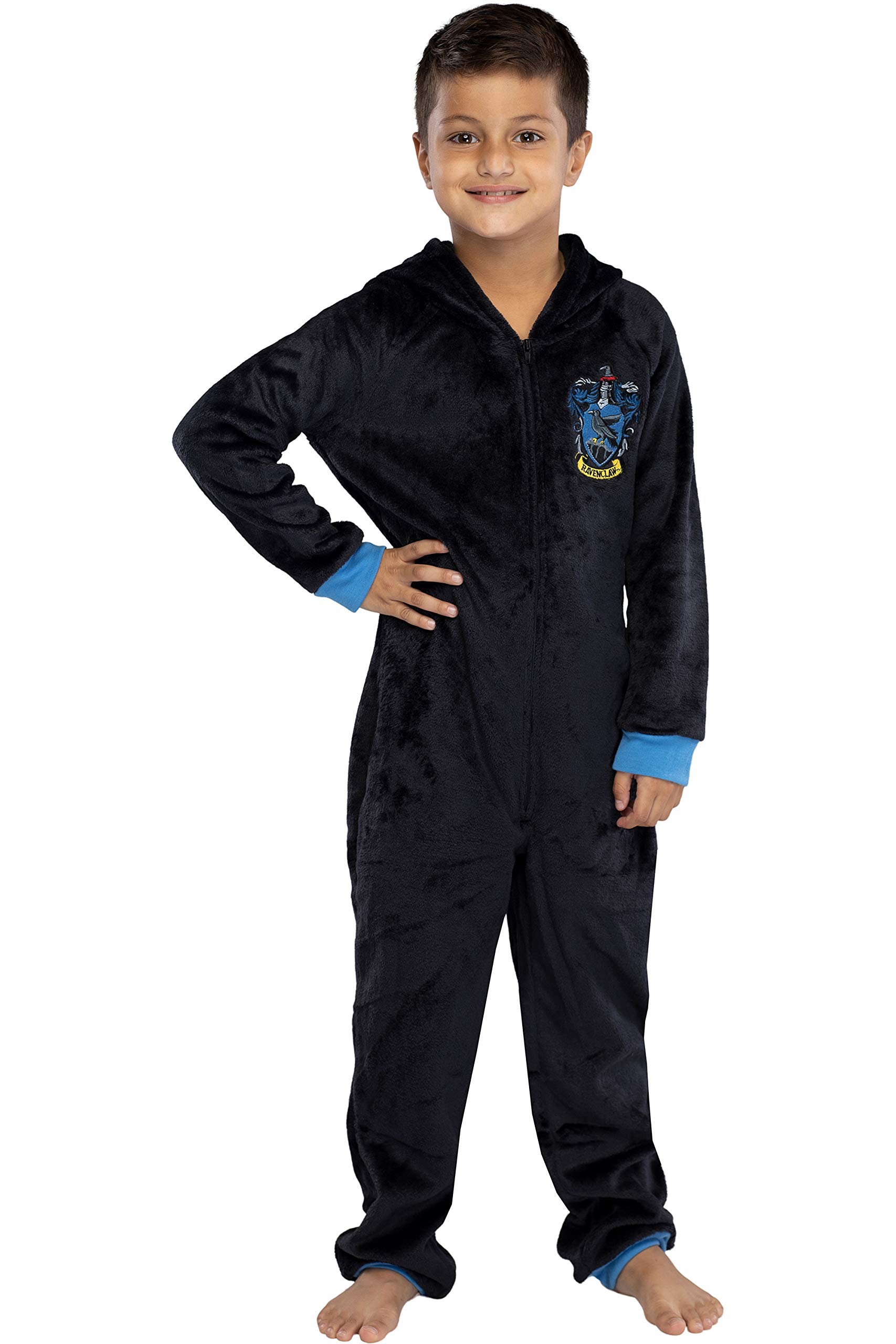 Harry Potter Unisex Kids Hooded Pajama Union Suit - Gryffindor, Slytherin, Ravenclaw & Hufflepuff 4 Houses | Warm Fleece Sleepwear for Boys & Girls | Perfect for Halloween Costumes, Christmas Gifts & Cozy Family Movie Nights