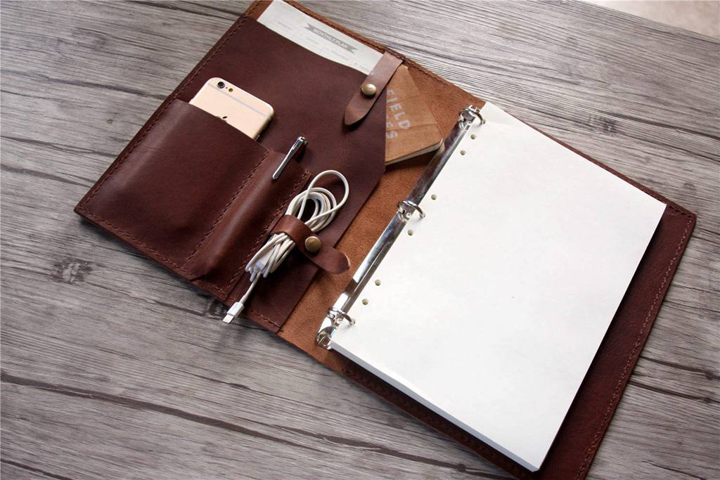 Handmade Engraved Genuine Leather Binder Folder for Men - Premium Office Organizer, Business Document Holder, Gift for Professionals & Executives - Perfect for Meetings, Presentations & Corporate Gifting