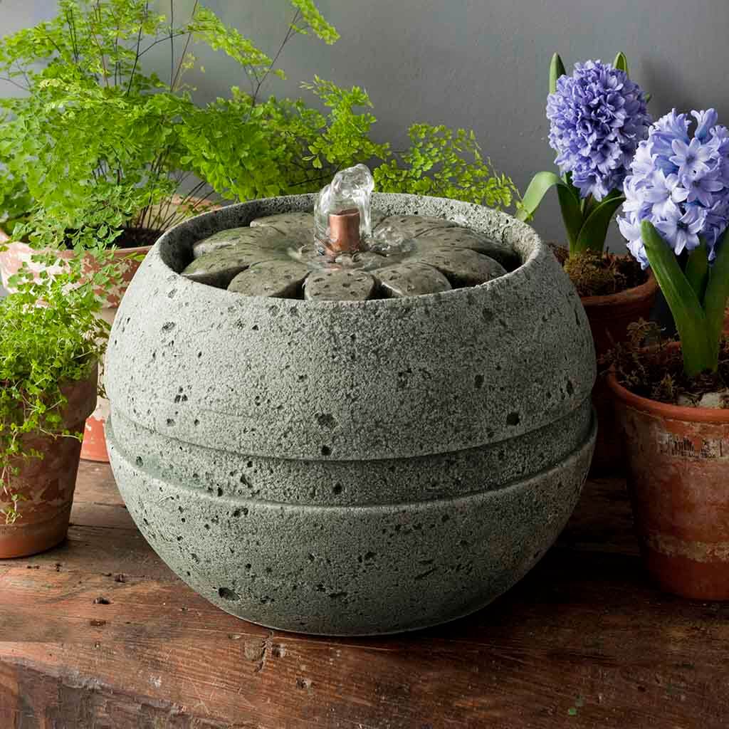 Campania International M Series Rosette Fountain - Elegant Outdoor Garden Water Feature for Patio, Yard, and Landscape Decor