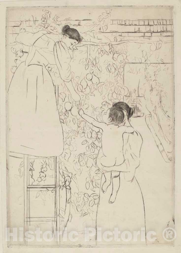 Mary Cassatt 'Gathering Fruit' Art Print (1893) - 30x44 Inch Vintage Wall Decor - Perfect for Living Room, Bedroom & Office