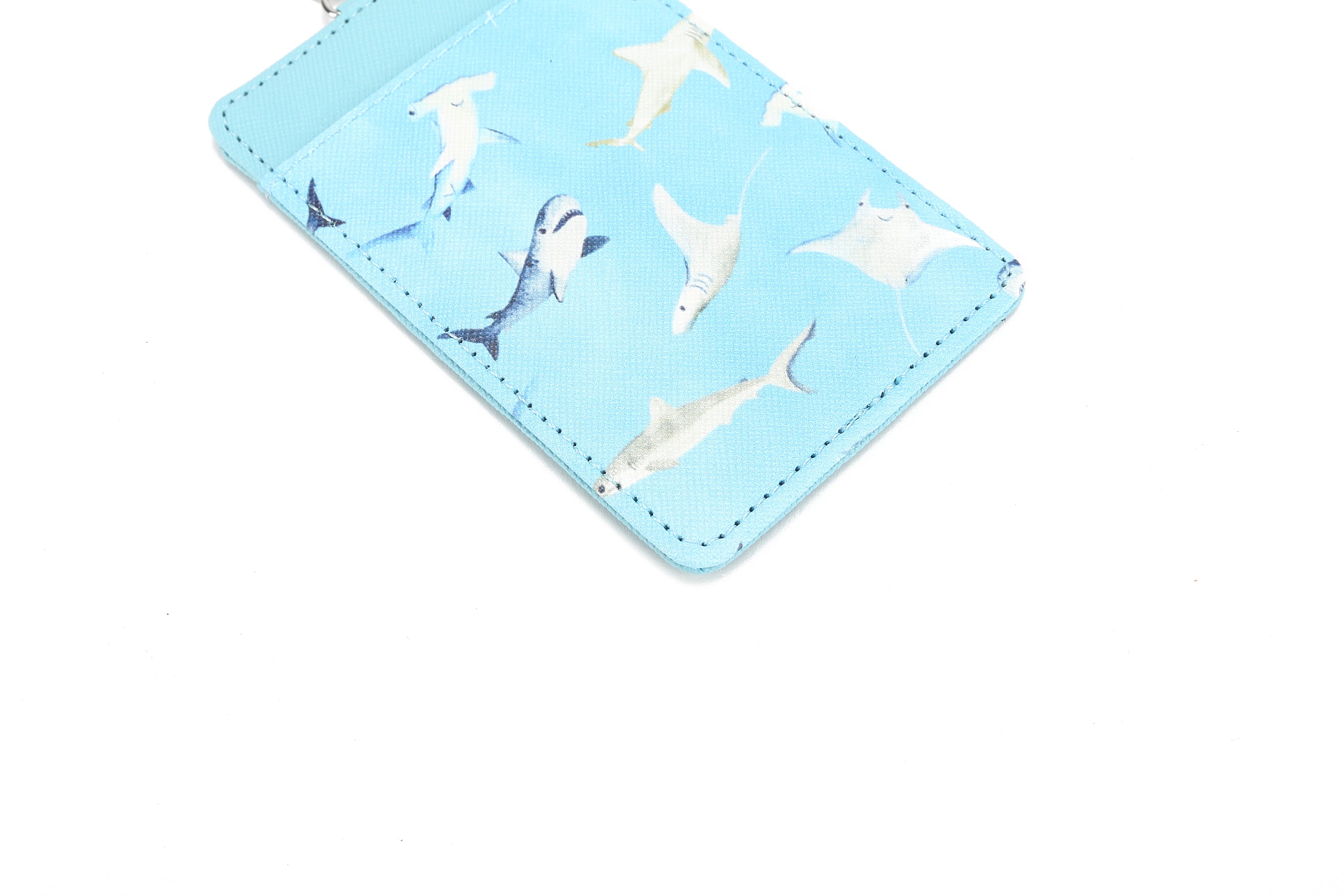 Happy Sharks Blue Card Holder - Slim RFID Blocking Wallet for Credit Cards & IDs - Perfect for Travel, Work, and Everyday Use