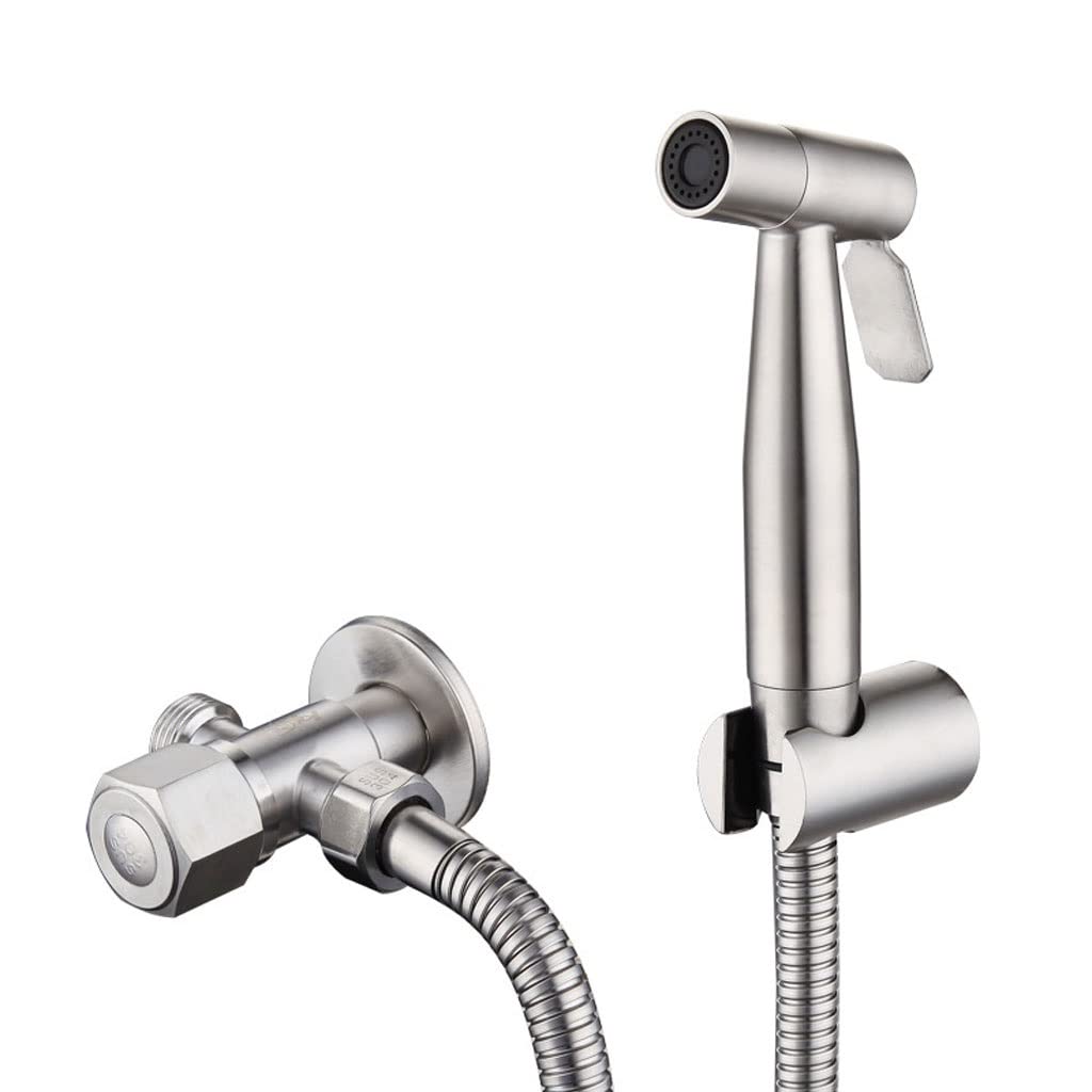 Stainless Steel Handheld Toilet Faucet Sprayer - Bathroom Hand Shower Gun Set with Self-Cleaning Shower Head for Easy Cleaning & Hygiene (Ideal for Baby Bathing, Pet Washing & Toilet Cleaning)