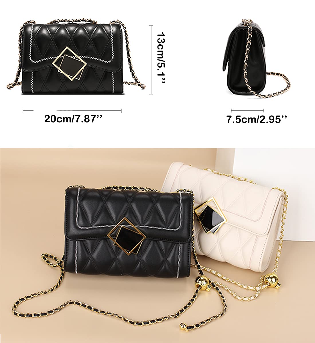 YXBQueen Women's Quilted Crossbody Shoulder Bag - Fashion Designer Handbag with Phone Pocket & Wallet Compartment | Perfect for Work, Travel and Daily Use