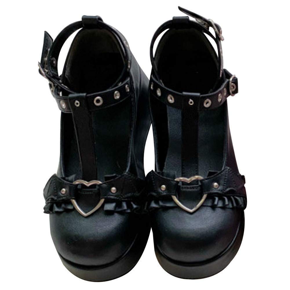 CELNEPHO Women's Mary Jane Shoes - Cute Ankle Strap Platform Wedge High Heel Pumps for Party, Gothic & Dress Occasions | Perfect for Weddings, Prom & Night Out