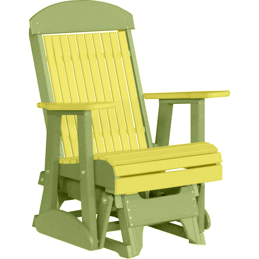 LuxCraft 2FT Yellow Highback Recycled Plastic Glider Chair - Classic Outdoor Rocking Chair for Patio, Garden & Nursery Relaxation