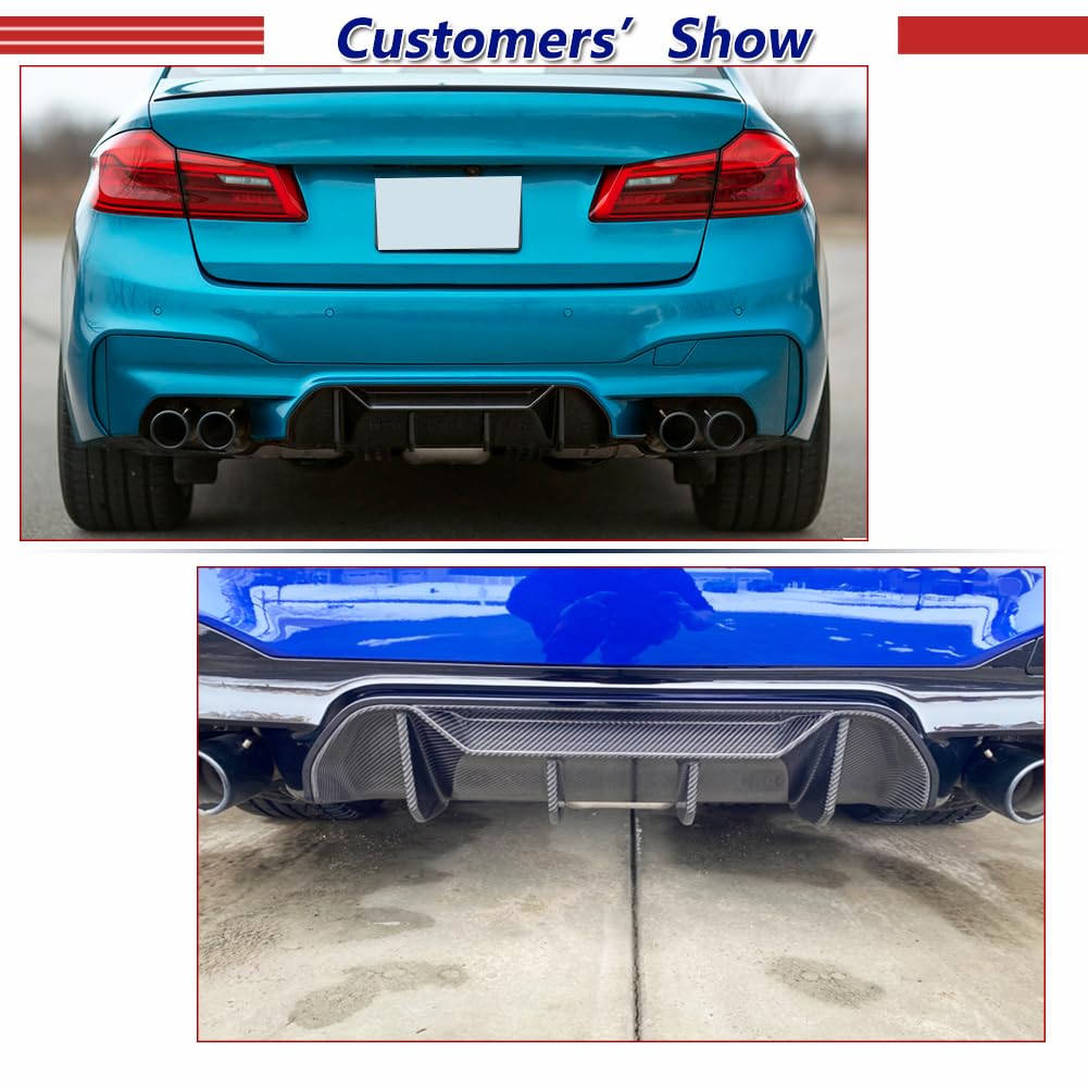 Carbon Fiber Rear Bumper Lip Diffuser for BMW 5 Series F90 M5 Sedan (2018-2020) - Lower Lip Spoiler & Valance Protector - Enhance Style & Protection for Street & Track Performance