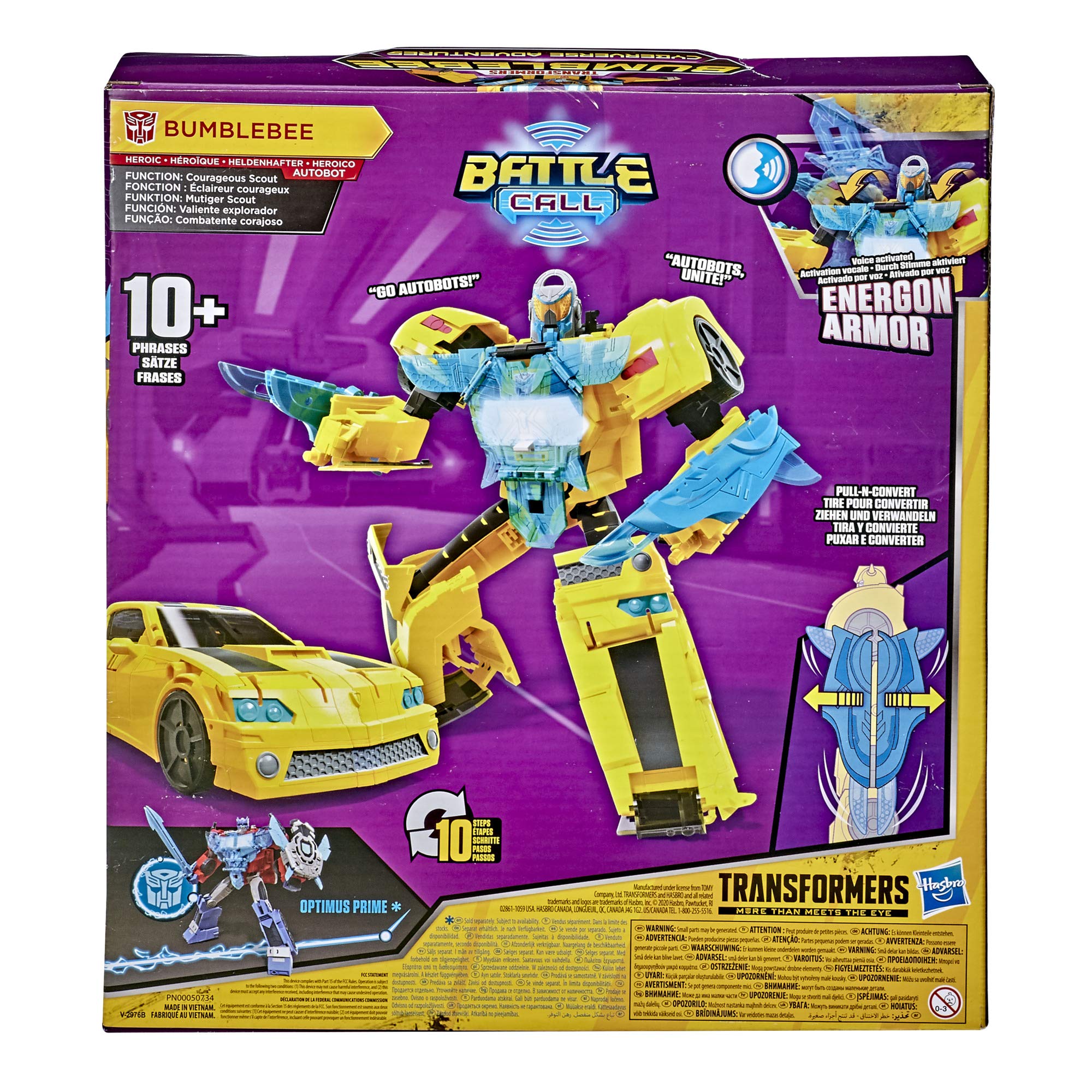 Transformers Bumblebee Cyberverse Adventures Battle Call Officer Class 10-inch Action Figure - Voice Activated with Energon Power Lights & Sounds - Ages 6+ - Perfect for Playtime, Collecting & Display