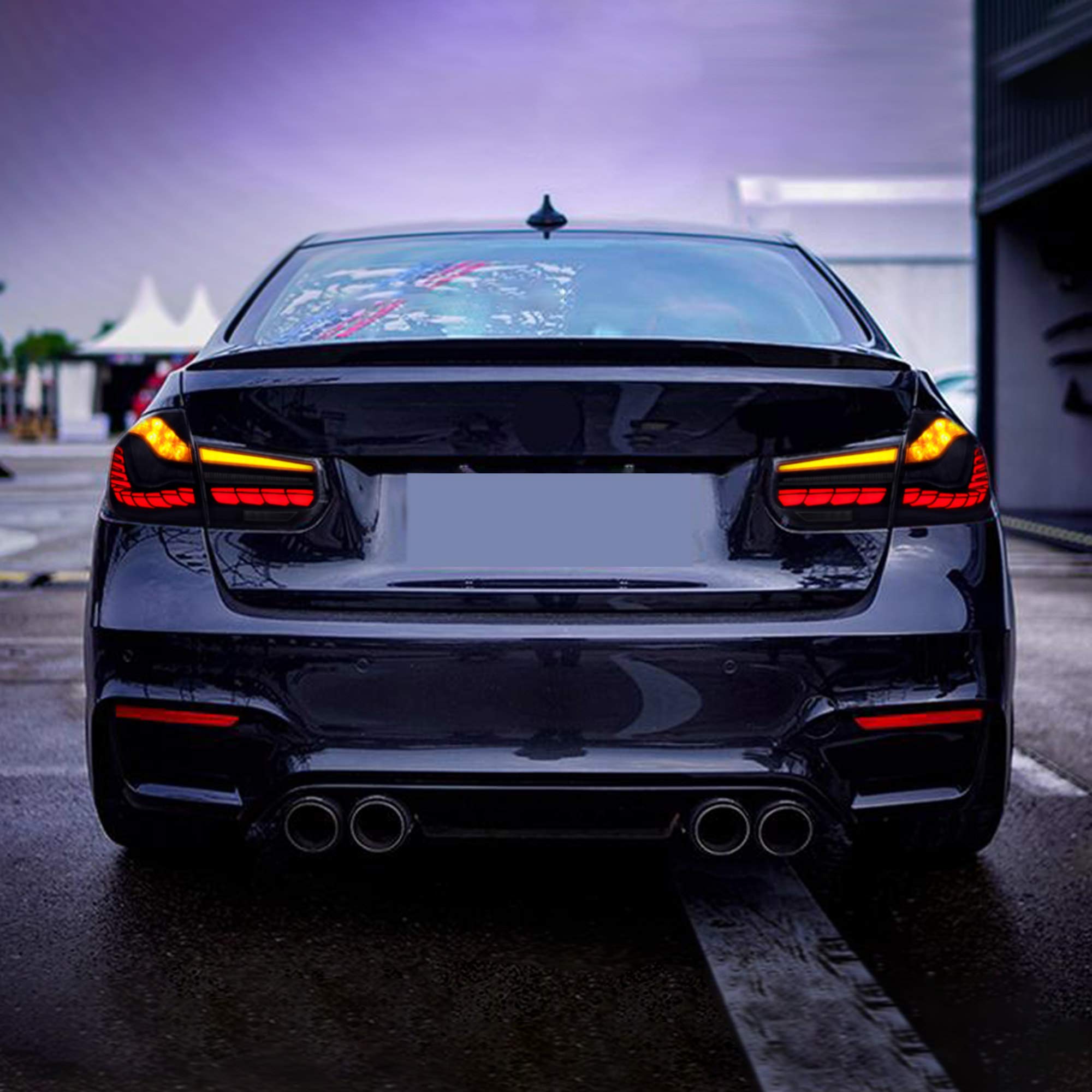 VLAND OLED Tail Lights for BMW 3-Series F30 F35 F80 Sedan 2013-2018 - Smoked Lens with Amber Sequential Turn Signals & Red 3D Dynamic Animation Lighting | Premium Aftermarket Upgrade for Enhanced Night Visibility and Style