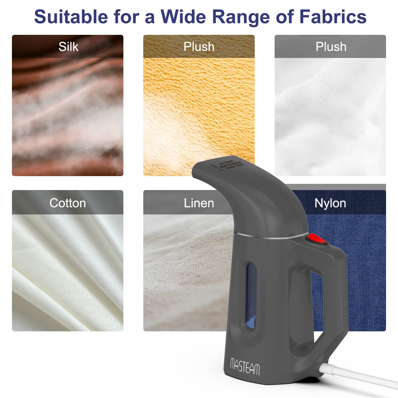 Portable Handheld Garment Steamer for Clothes Wrinkle Remover - 180ML Travel Steamer with Auto Shut-Off for Home, Office & Suitcases - Perfect for Dresses, Shirts & Hats (Grey)