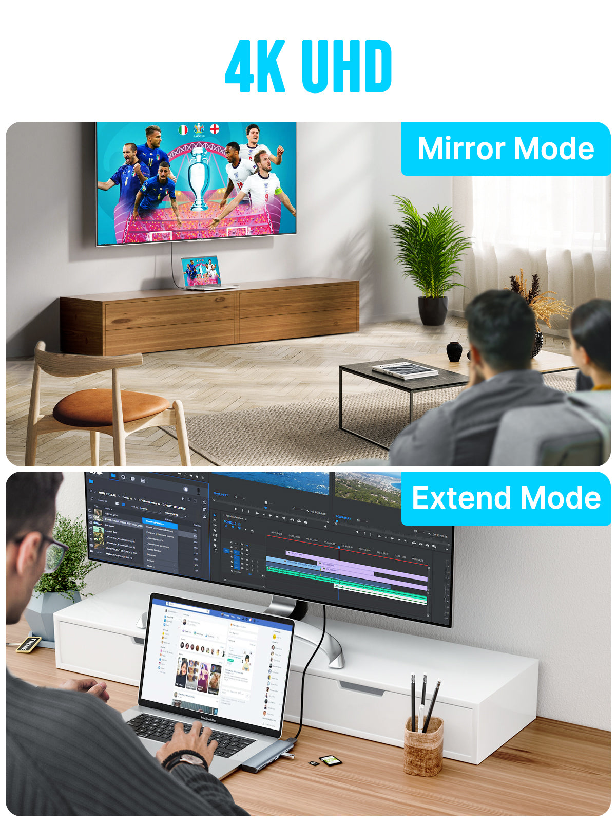 LEMORELE™ TC14 USB C Hub 7-in-1 Adapter for MacBook Pro/Air M1 - HDMI, USB 3.0, SD/TF Card Reader, PD Charging - Perfect for Work, Travel & Home Office